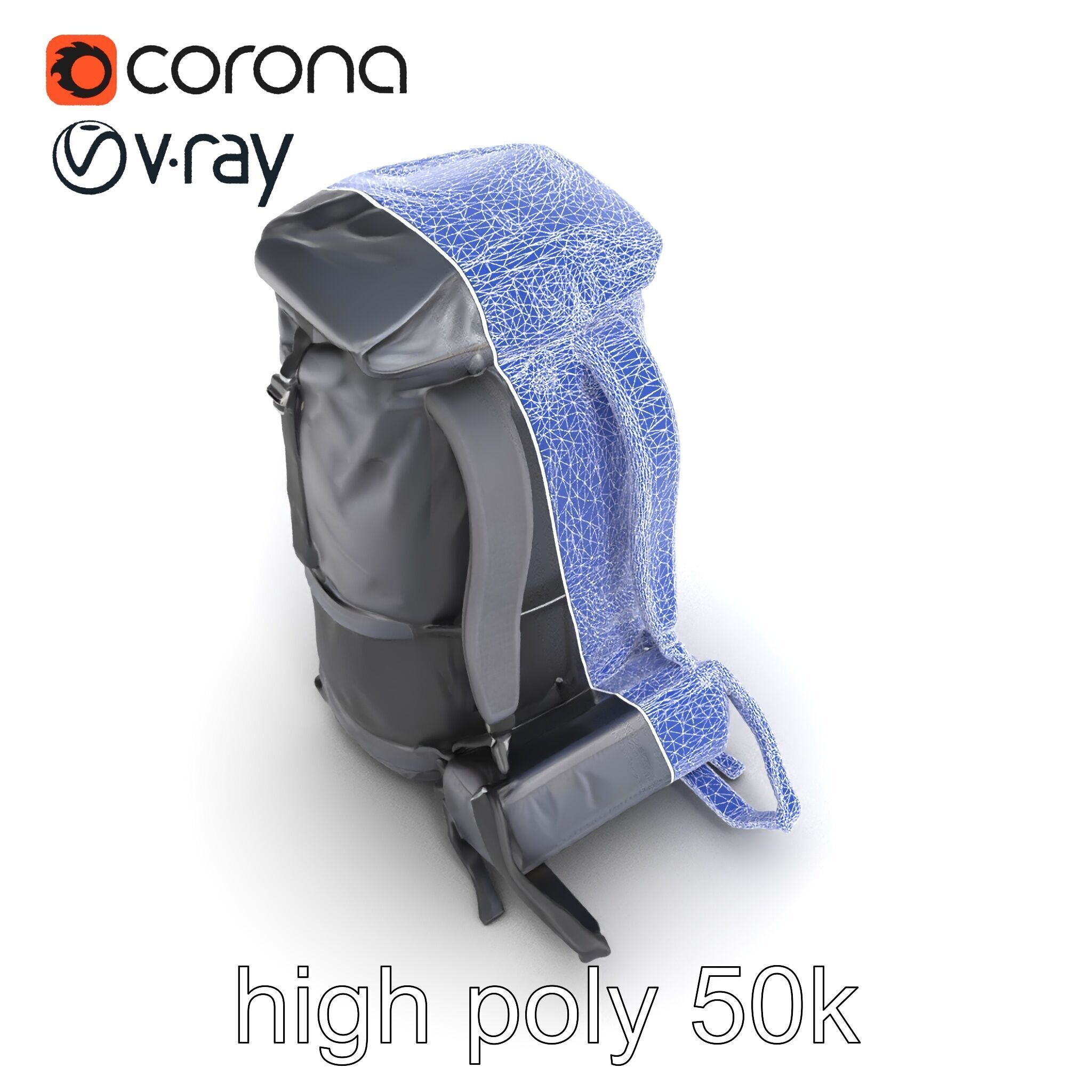 Waterproof Hiking Backpack model pack Low-poly 3D model_24