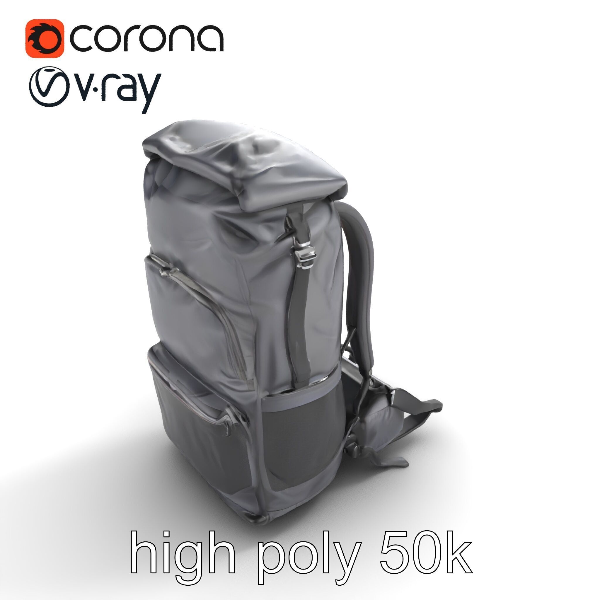Waterproof Hiking Backpack model pack Low-poly 3D model_18