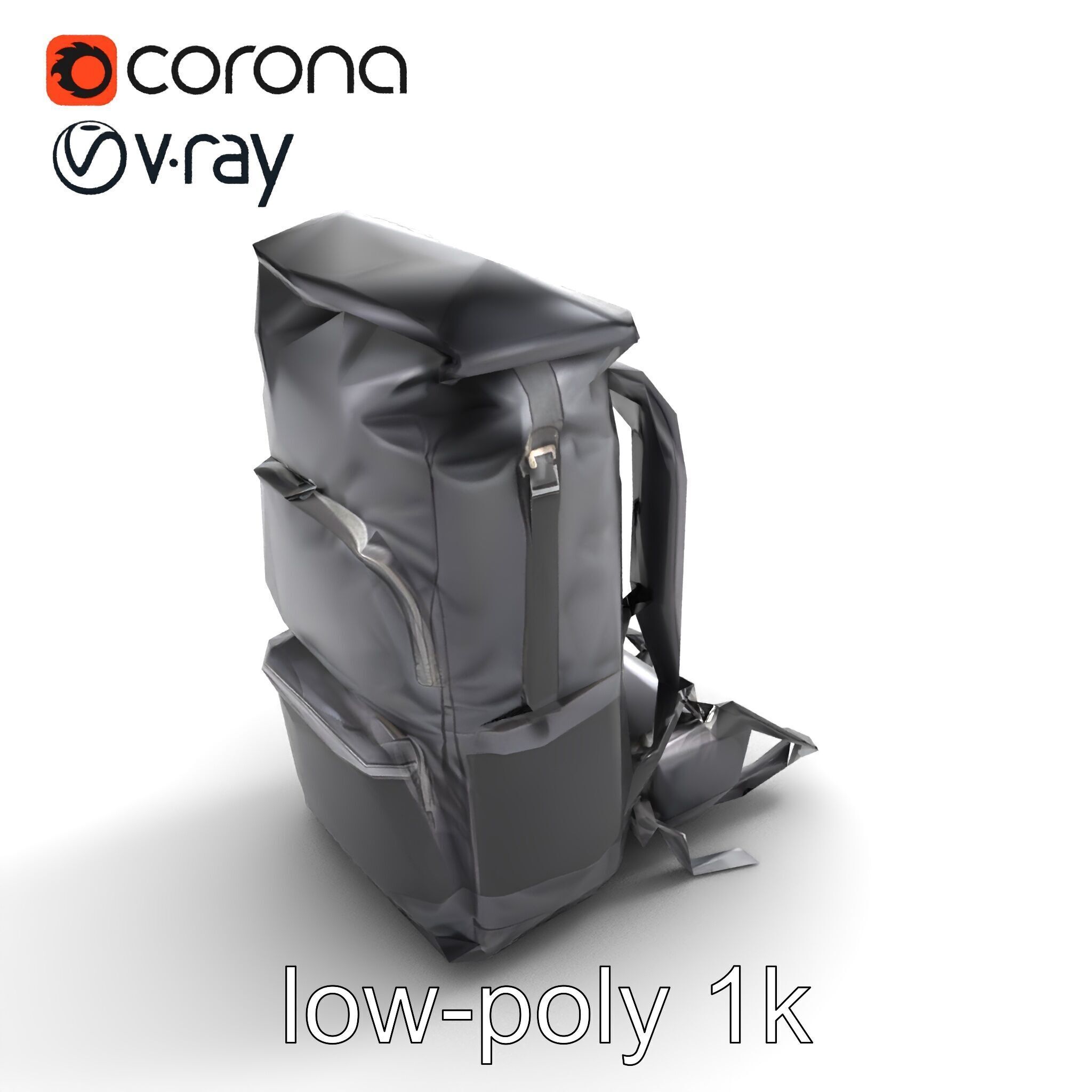 Waterproof Hiking Backpack model pack Low-poly 3D model_9
