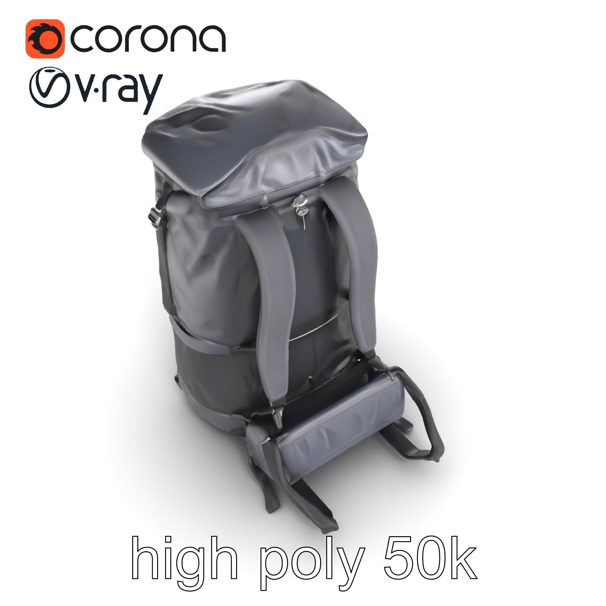 Waterproof Hiking Backpack model pack Low-poly 3D model_17