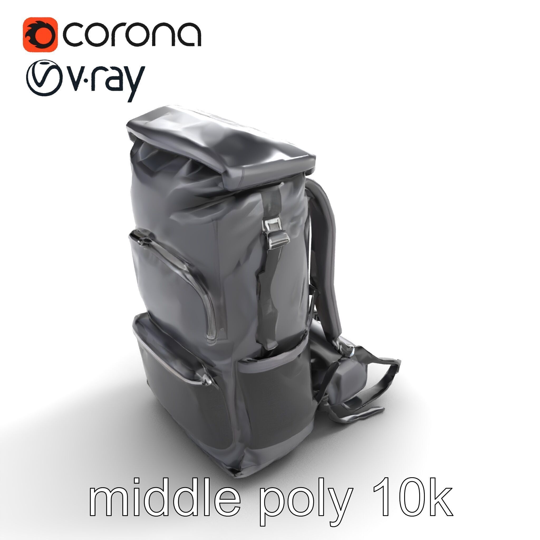 Waterproof Hiking Backpack model pack Low-poly 3D model_8