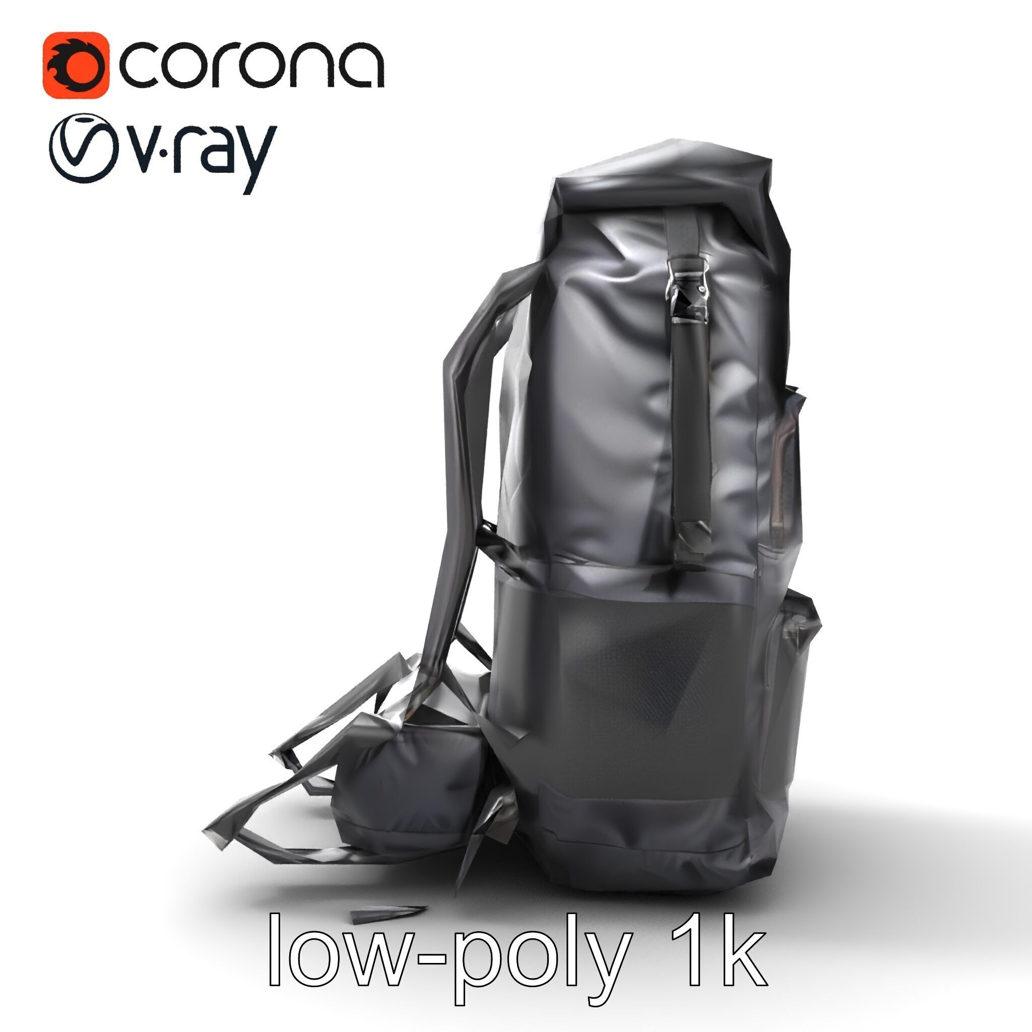 Waterproof Hiking Backpack model pack Low-poly 3D model_21