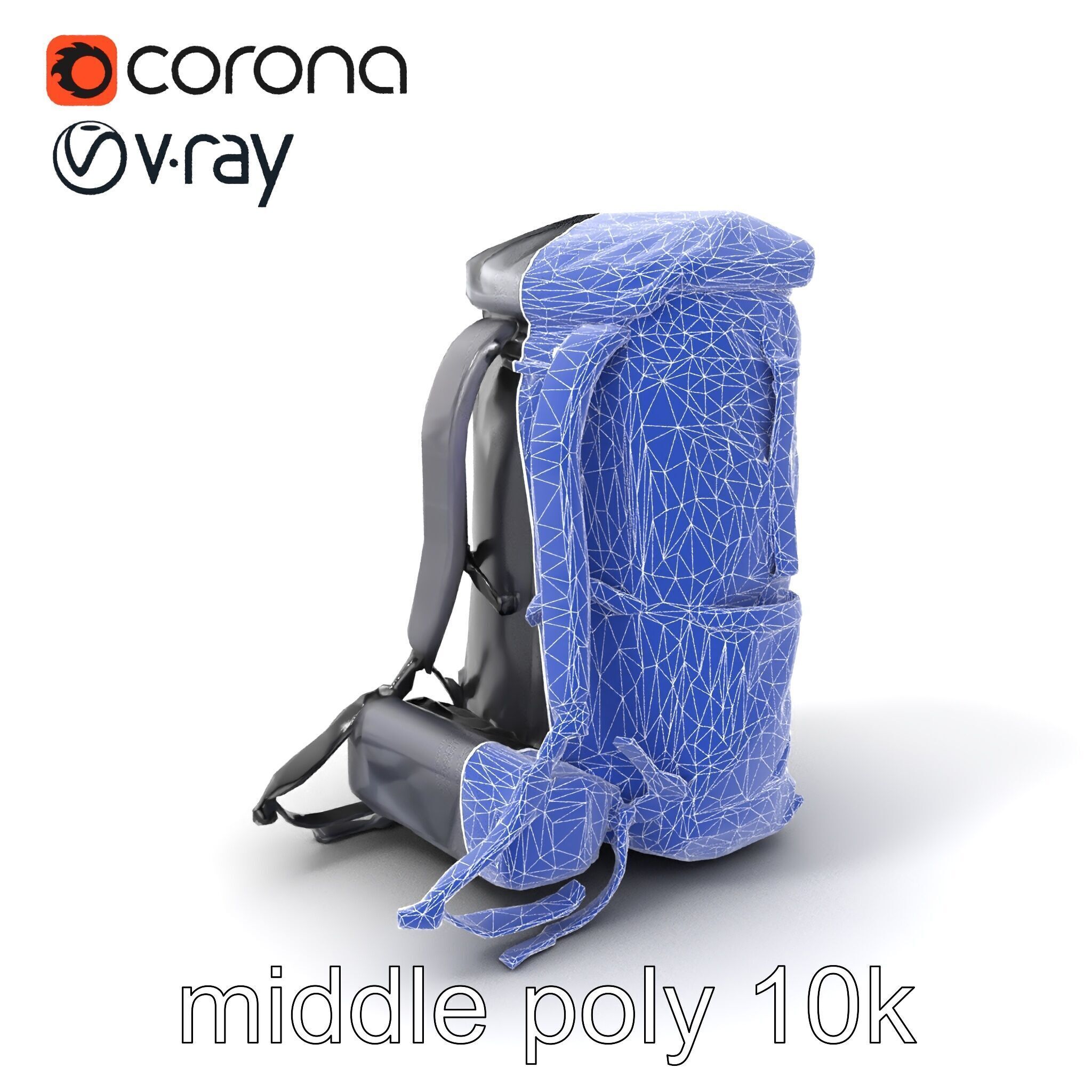 Waterproof Hiking Backpack model pack Low-poly 3D model_6
