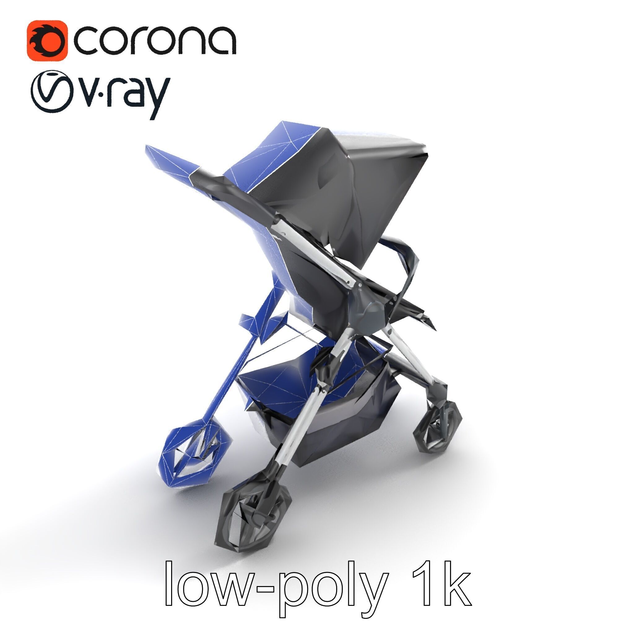 Umbrella Stroller Compact Travel model pack Low-poly 3D model_26