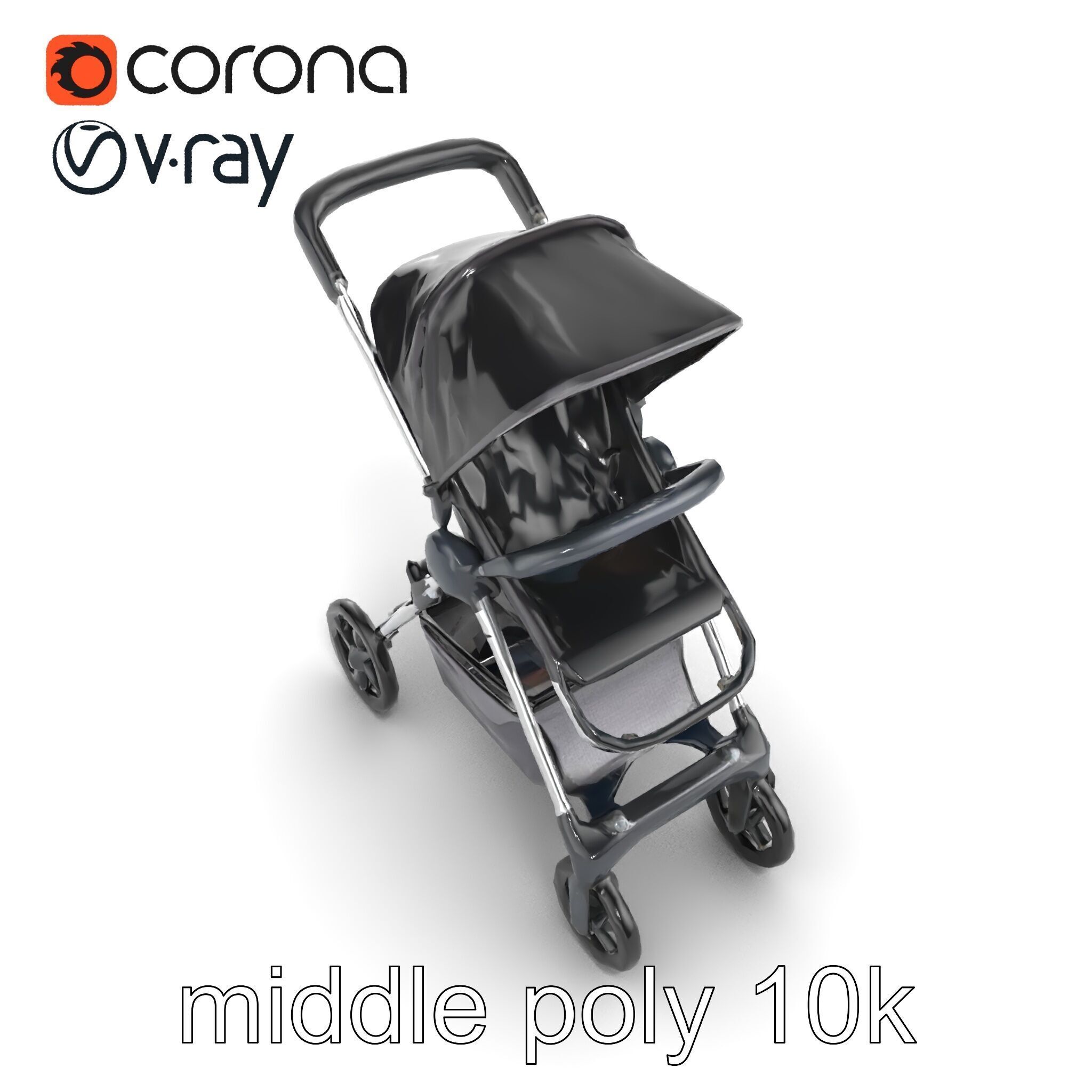 Umbrella Stroller Compact Travel model pack Low-poly 3D model_16