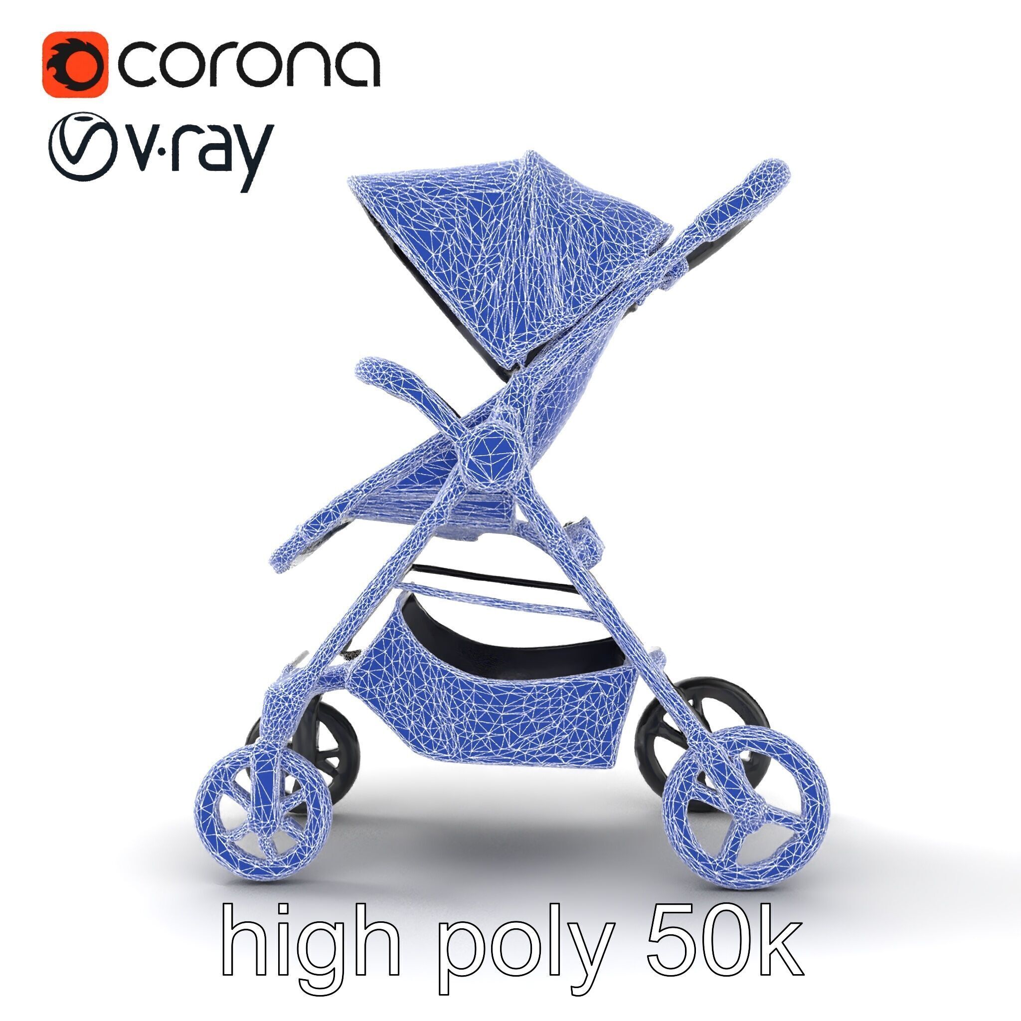 Umbrella Stroller Compact Travel model pack Low-poly 3D model_27