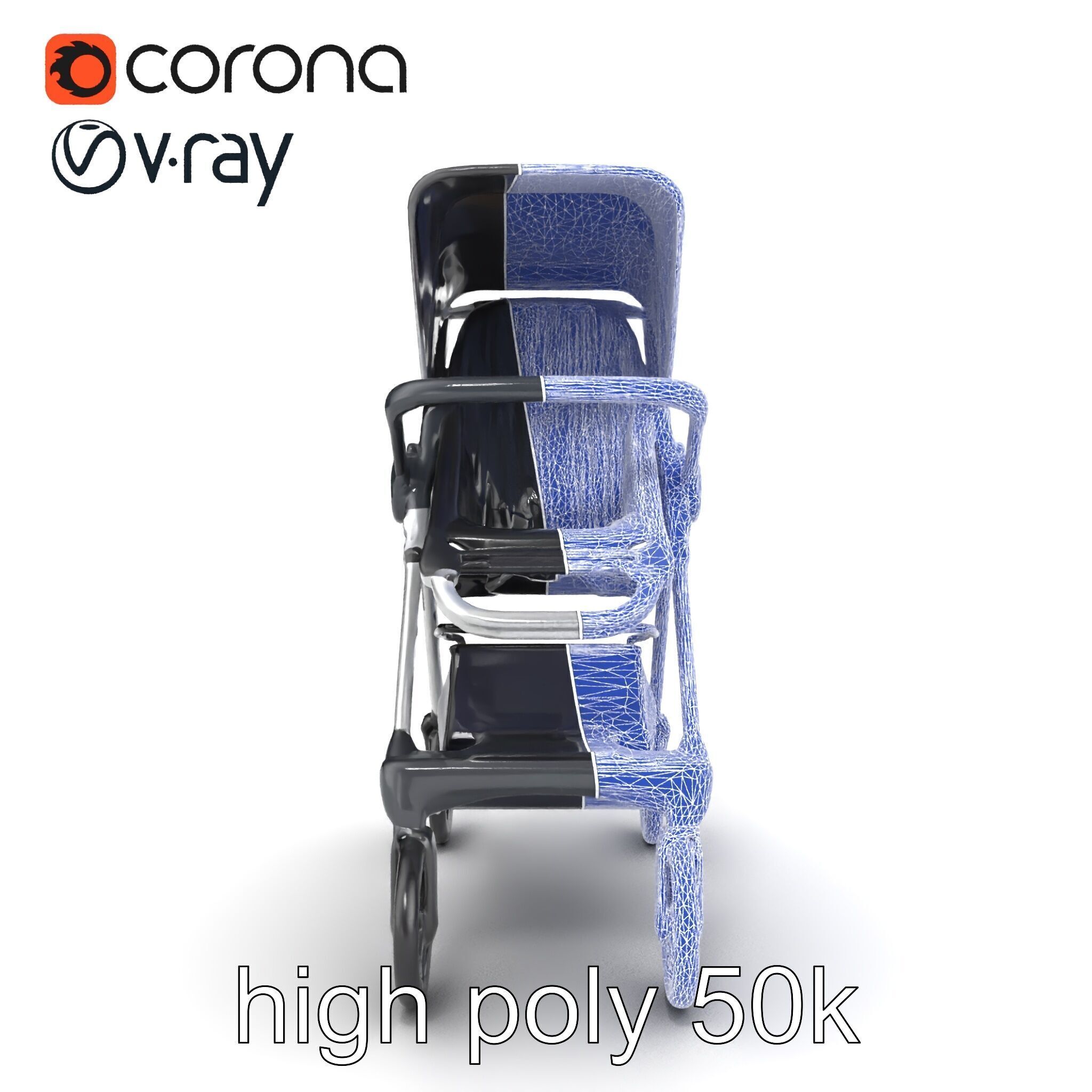 Umbrella Stroller Compact Travel model pack Low-poly 3D model_18