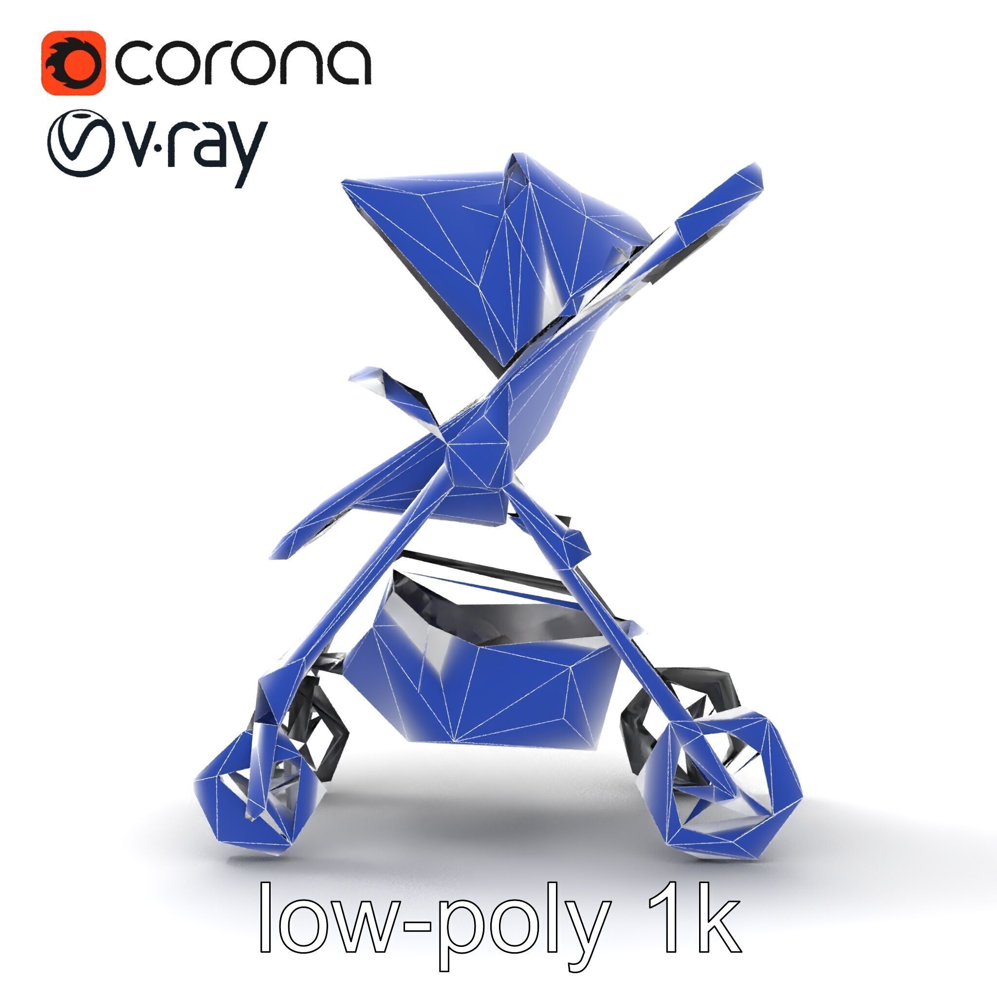 Umbrella Stroller Compact Travel model pack Low-poly 3D model_15