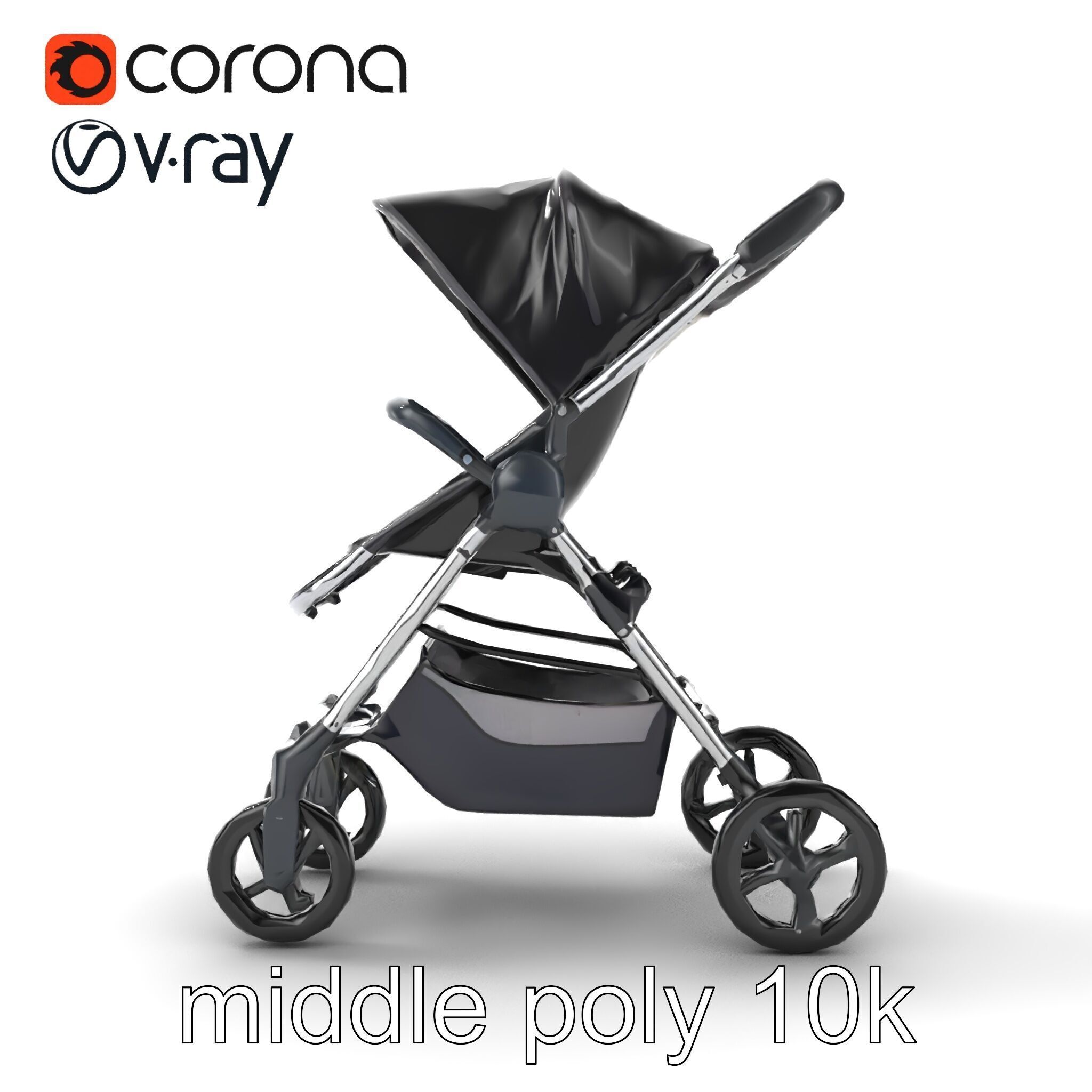 Umbrella Stroller Compact Travel model pack Low-poly 3D model_30