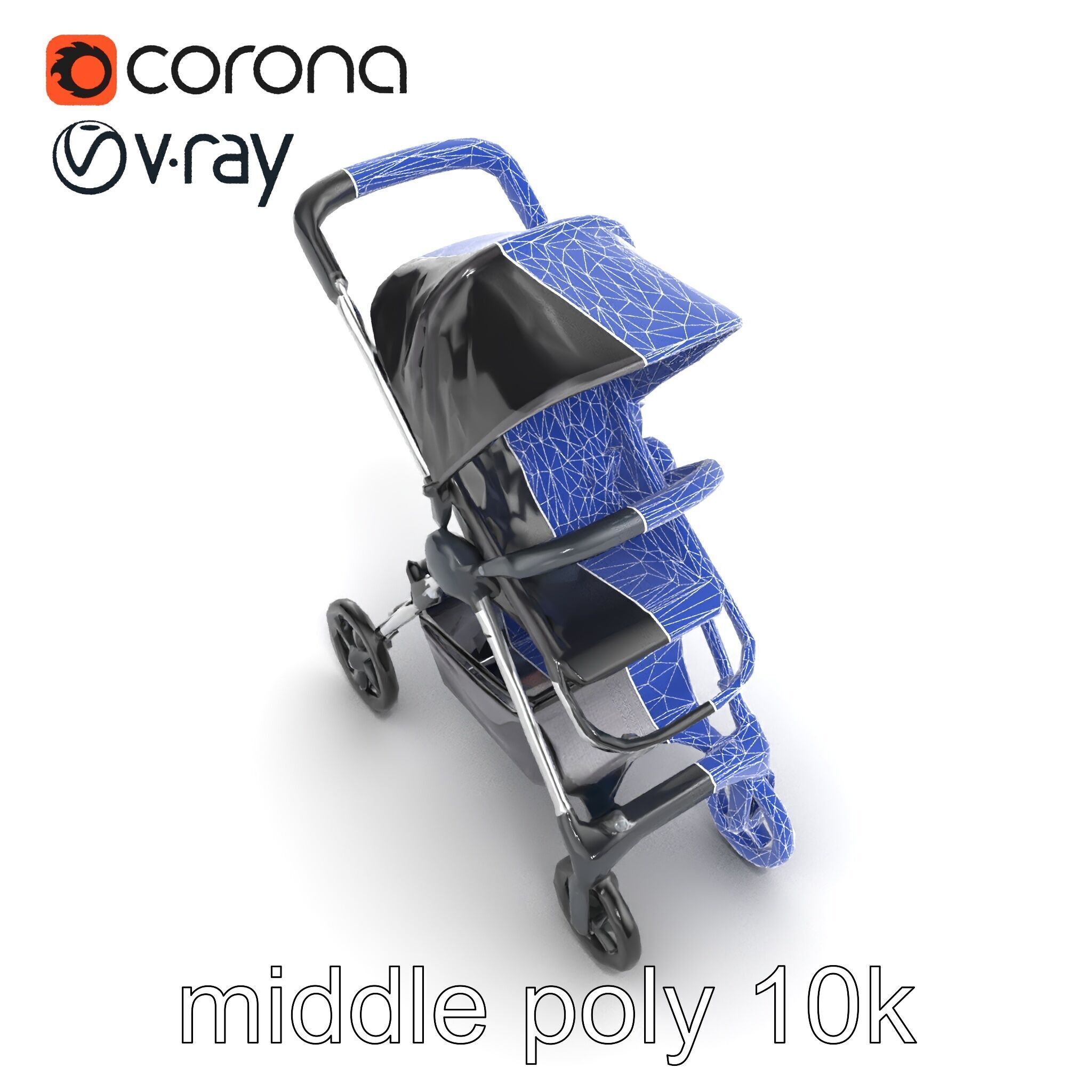 Umbrella Stroller Compact Travel model pack Low-poly 3D model_25