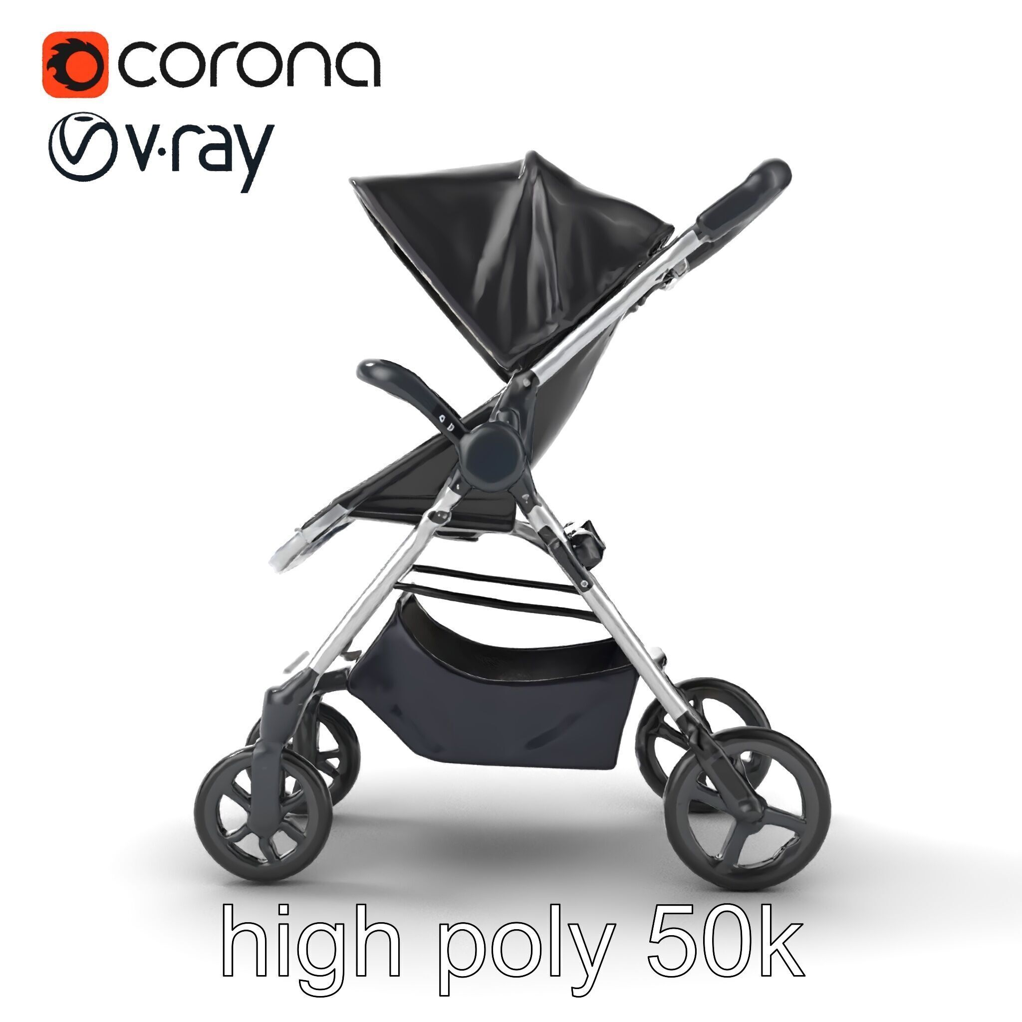 Umbrella Stroller Compact Travel model pack Low-poly 3D model_23