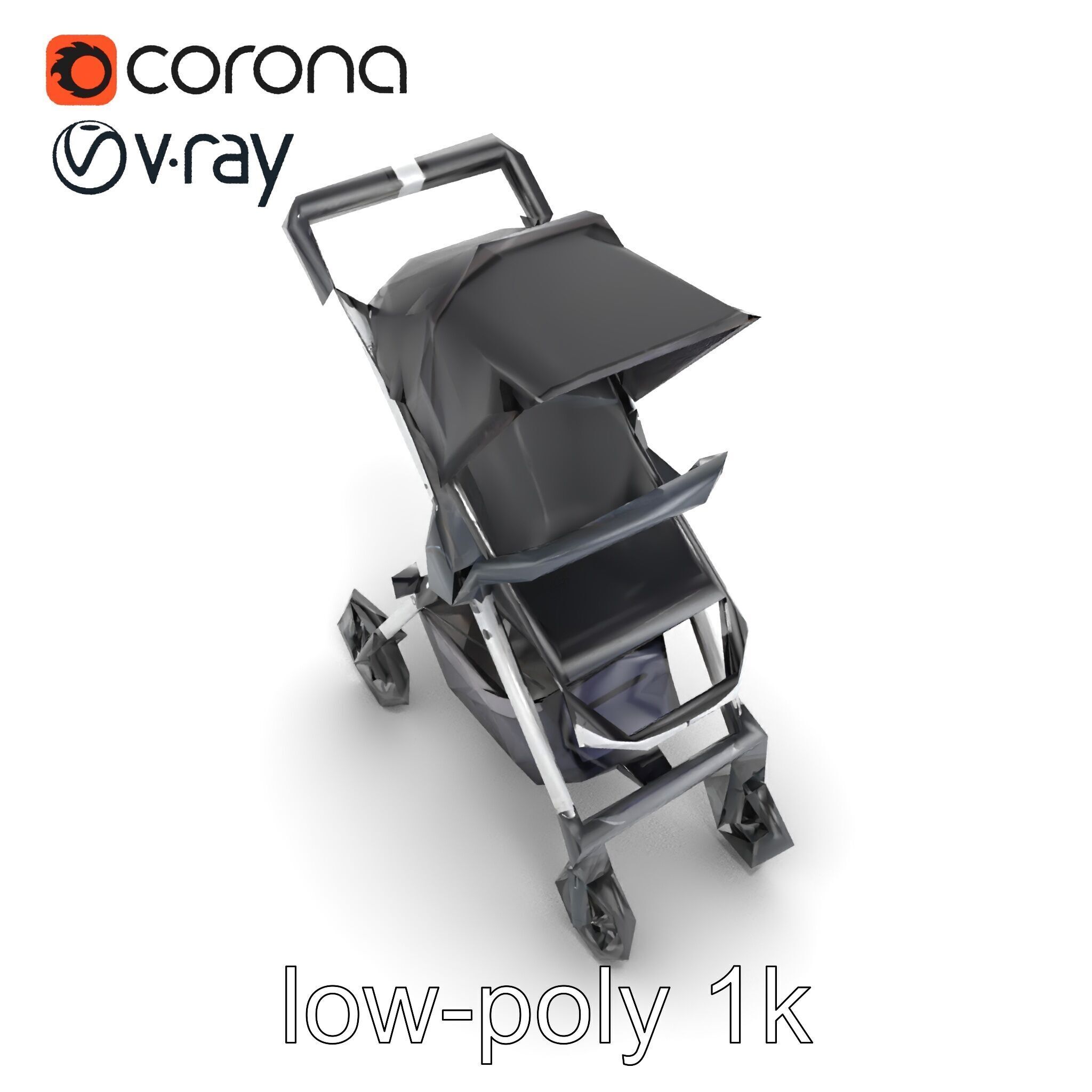 Umbrella Stroller Compact Travel model pack Low-poly 3D model_21