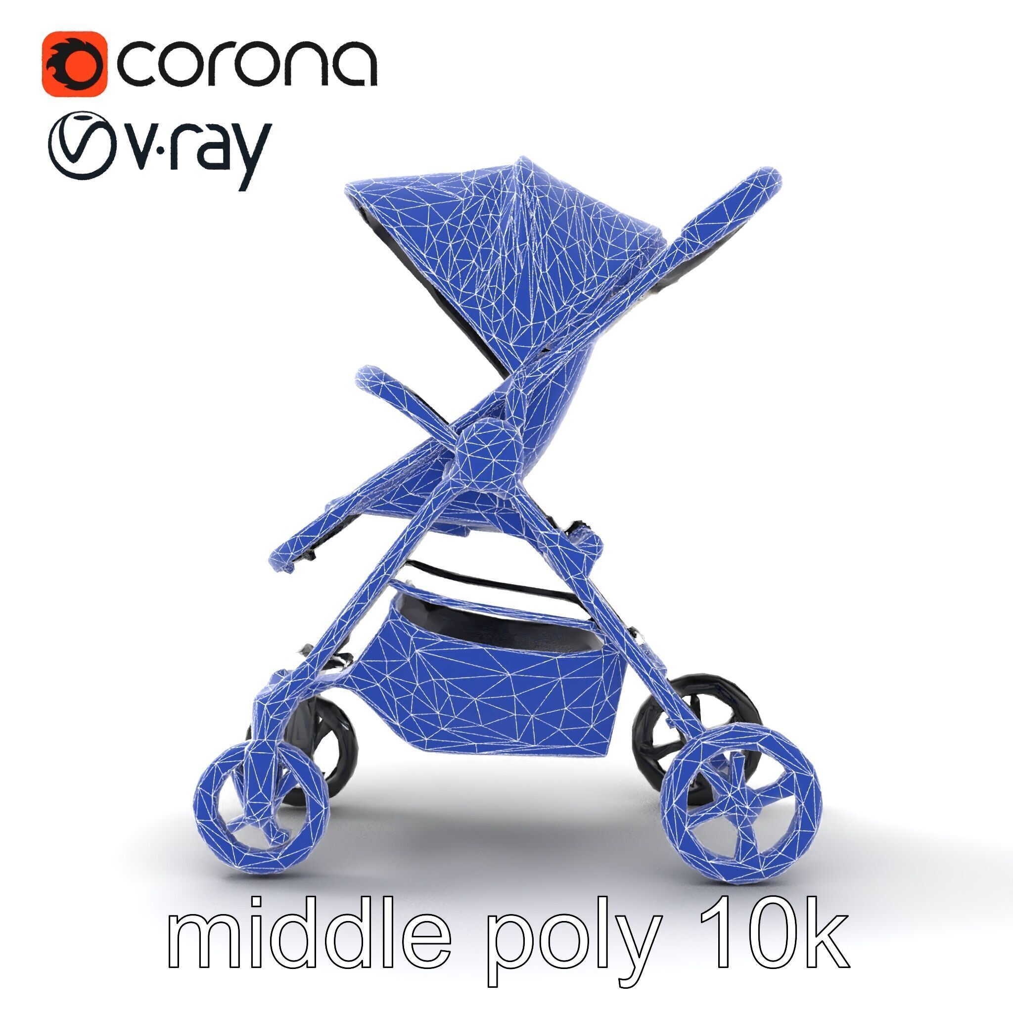 Umbrella Stroller Compact Travel model pack Low-poly 3D model_13