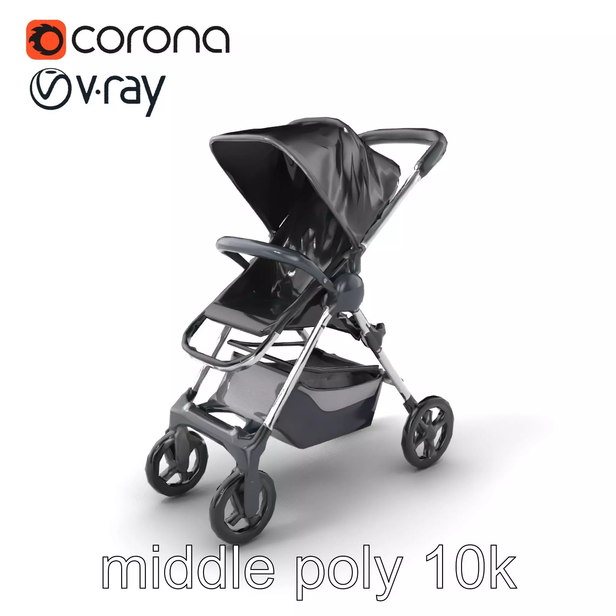 Umbrella Stroller Compact Travel model pack Low-poly 3D model_0