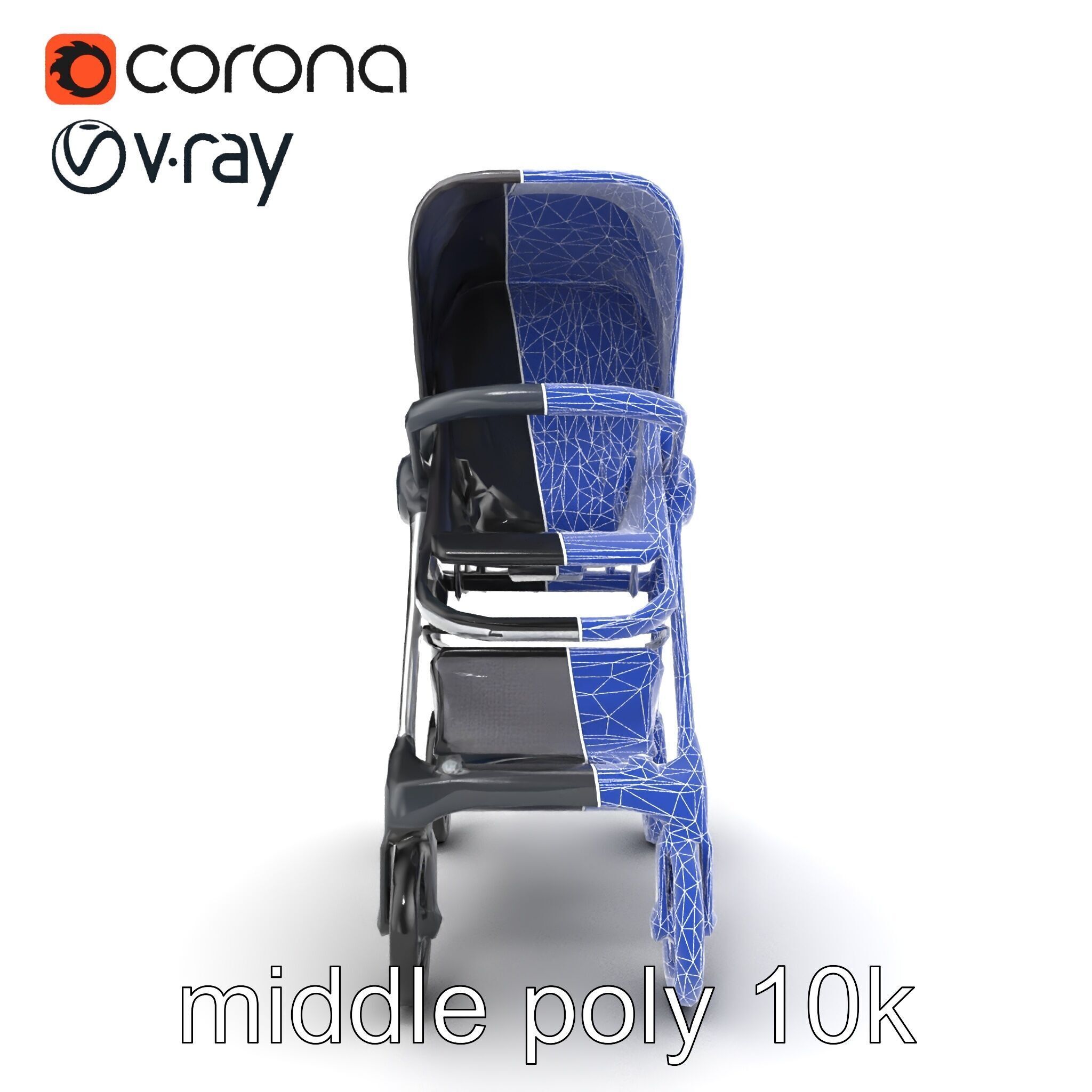 Umbrella Stroller Compact Travel model pack Low-poly 3D model_20