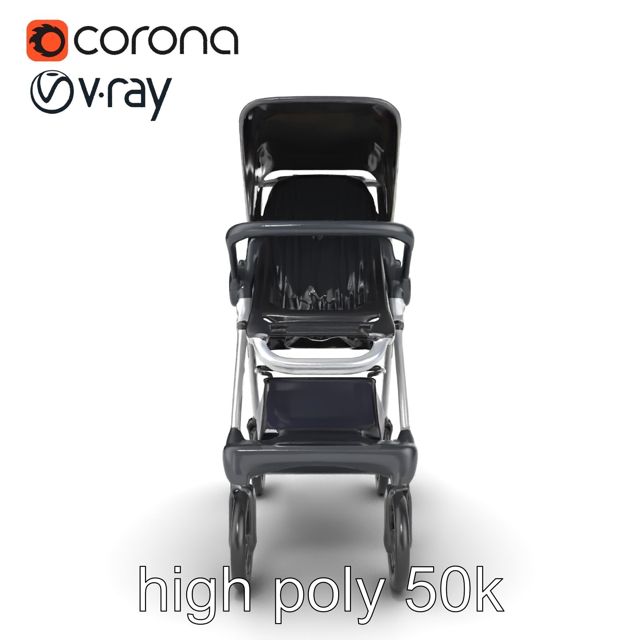 Umbrella Stroller Compact Travel model pack Low-poly 3D model_17