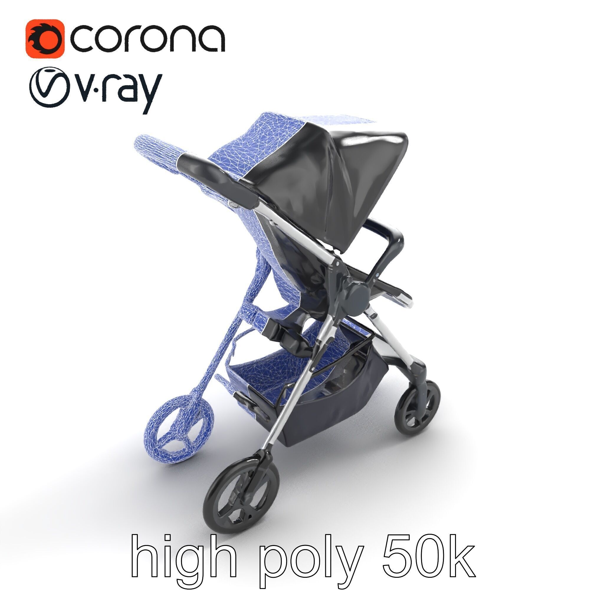 Umbrella Stroller Compact Travel model pack Low-poly 3D model_22