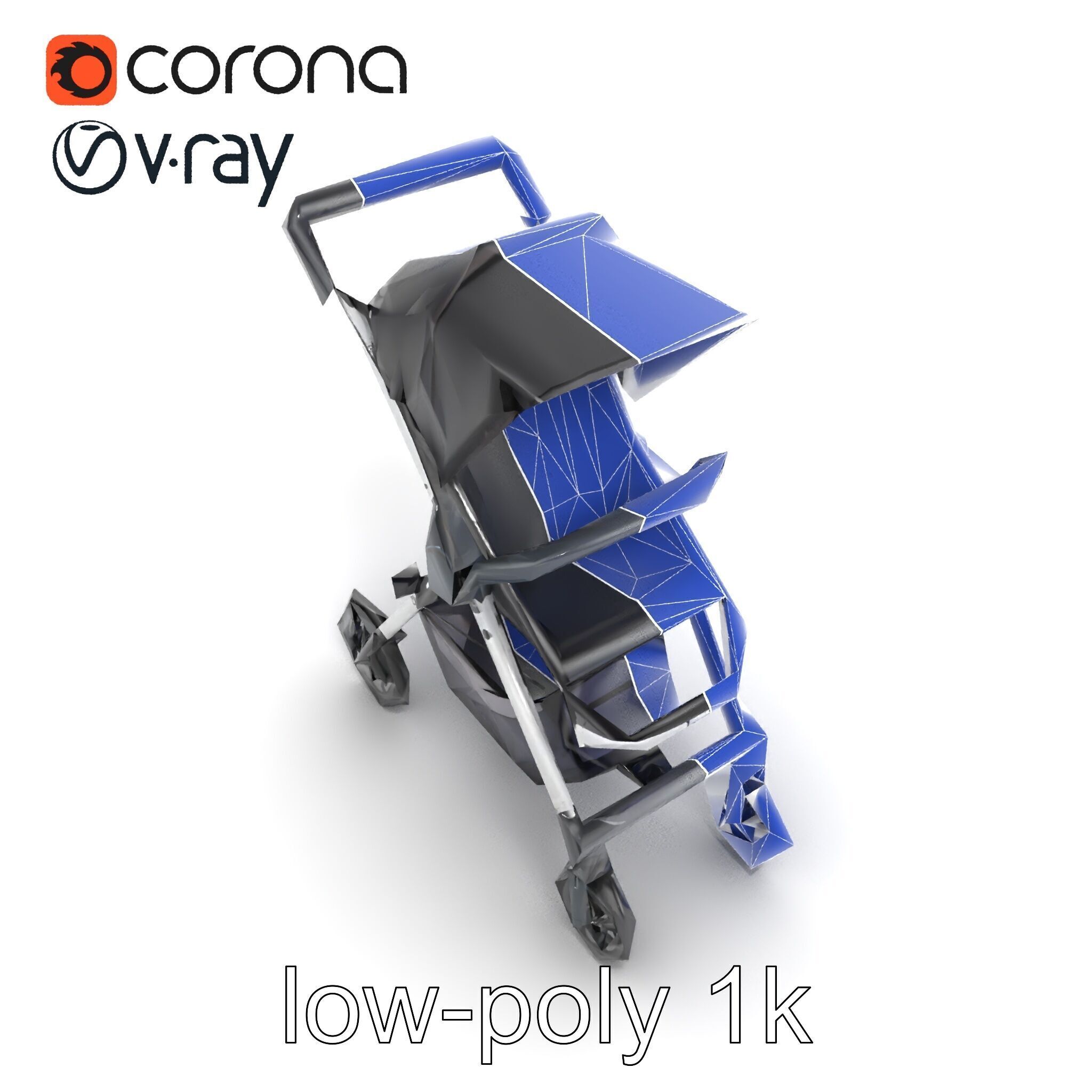 Umbrella Stroller Compact Travel model pack Low-poly 3D model_14