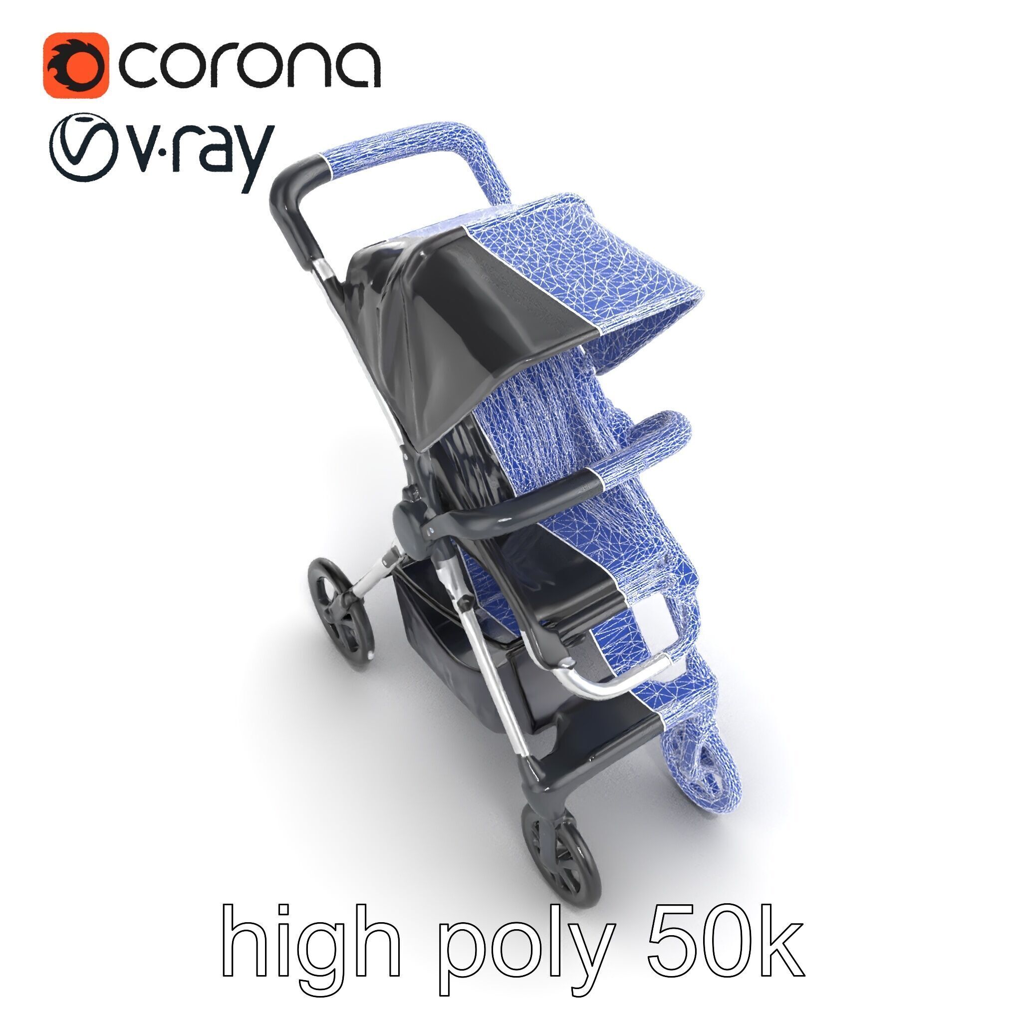 Umbrella Stroller Compact Travel model pack Low-poly 3D model_19