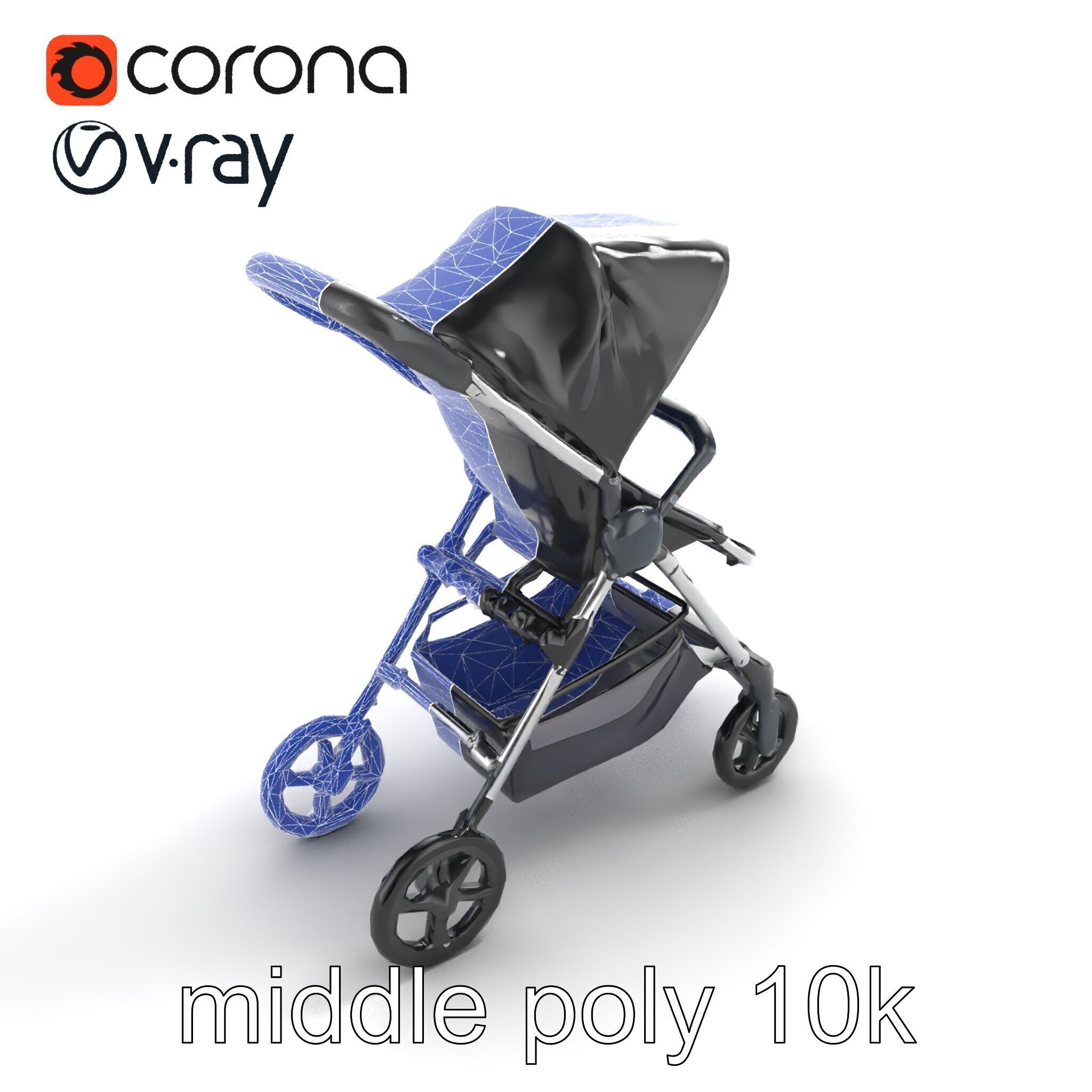 Umbrella Stroller Compact Travel model pack Low-poly 3D model_12