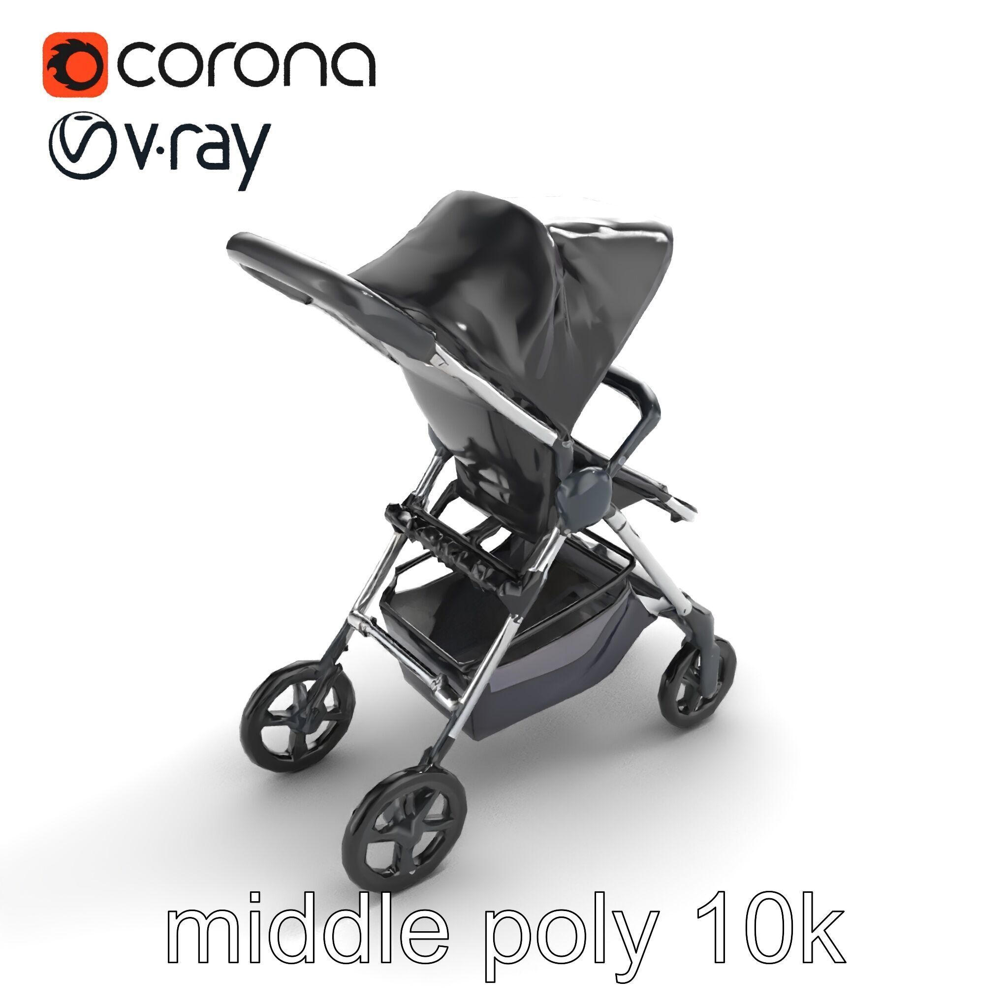 Umbrella Stroller Compact Travel model pack Low-poly 3D model_7
