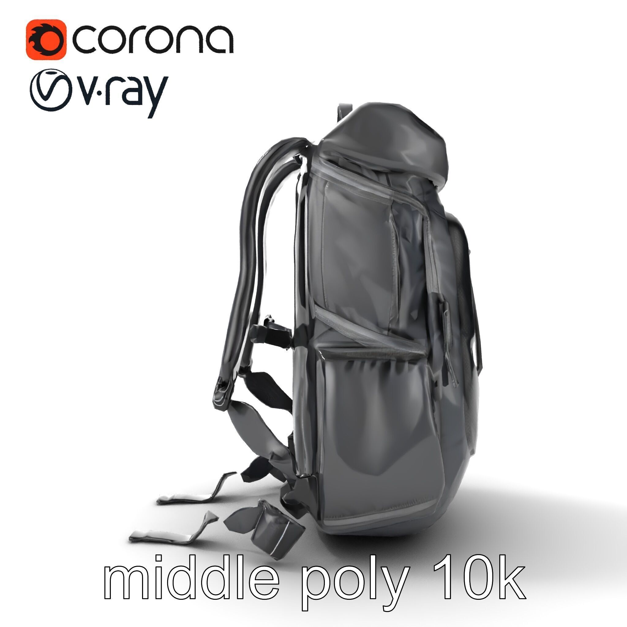 Lightweight Daypack with Ventilated Harness model pack Low-poly 3D model_14