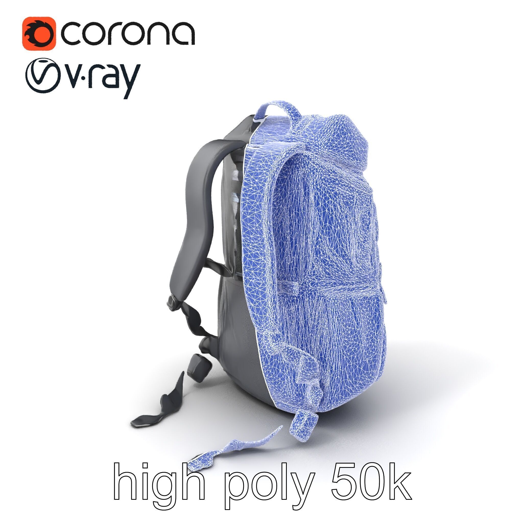 Lightweight Daypack with Ventilated Harness model pack Low-poly 3D model_1
