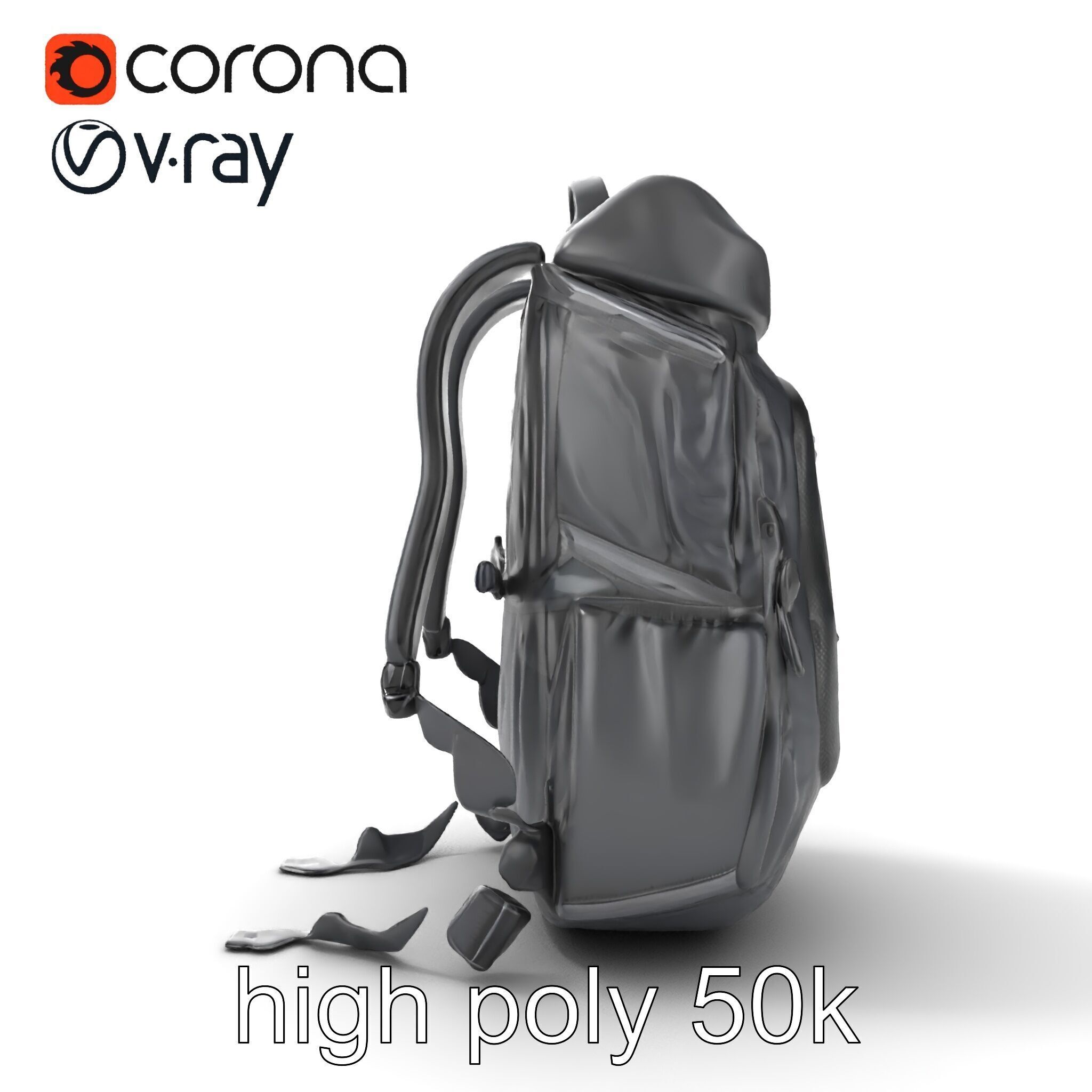 Lightweight Daypack with Ventilated Harness model pack Low-poly 3D model_17