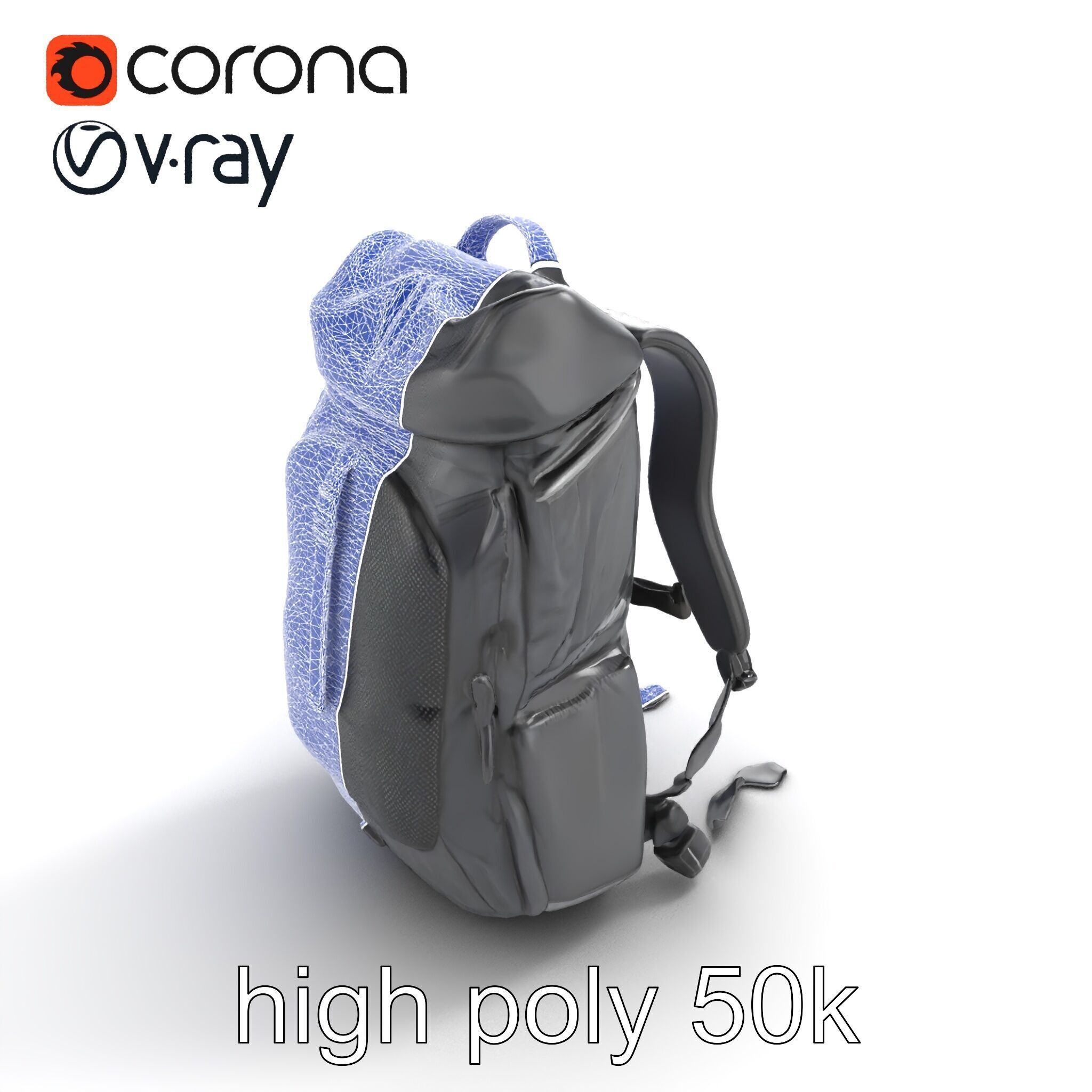 Lightweight Daypack with Ventilated Harness model pack Low-poly 3D model_10