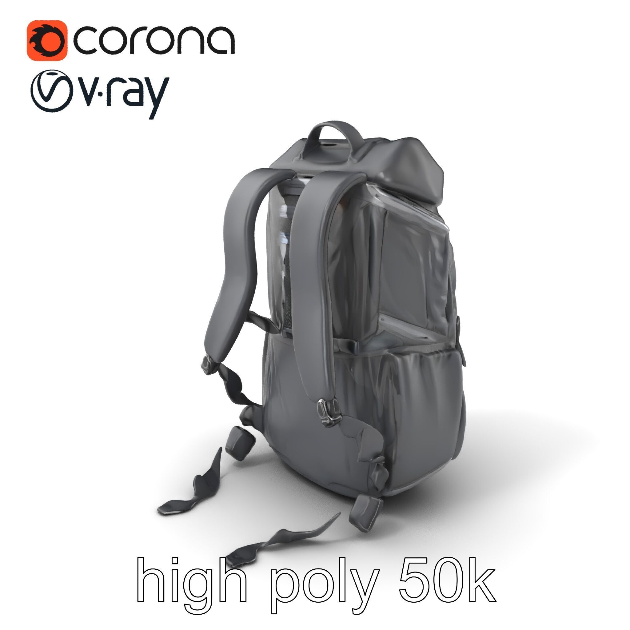 Lightweight Daypack with Ventilated Harness model pack Low-poly 3D model_2