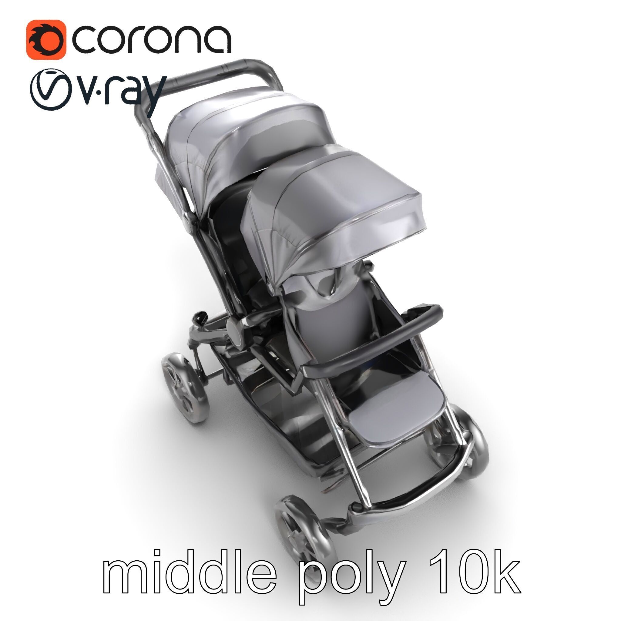 Twin Stroller Dual Seats Ergonomic Design model pack Low-poly 3D model_28