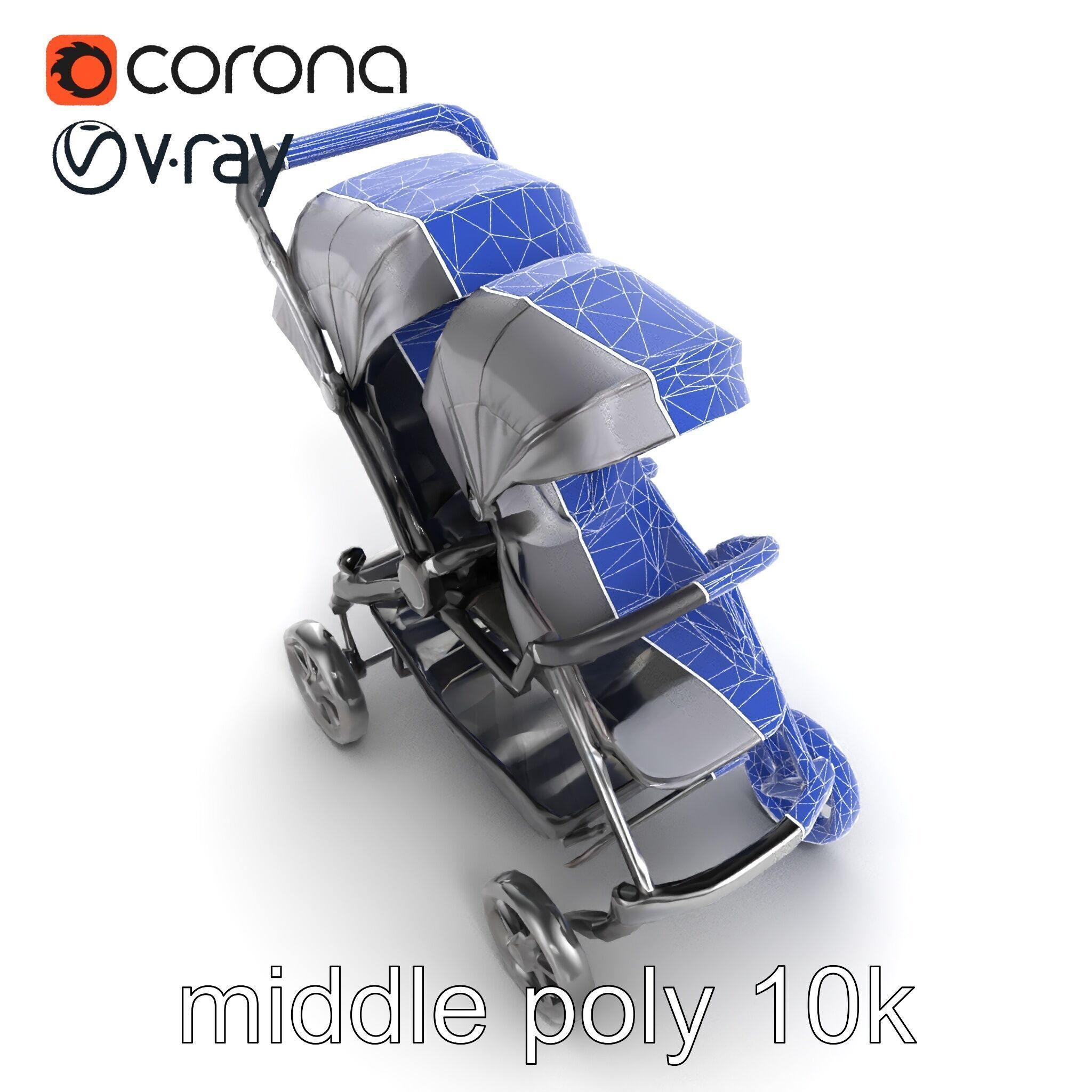 Twin Stroller Dual Seats Ergonomic Design model pack Low-poly 3D model_20