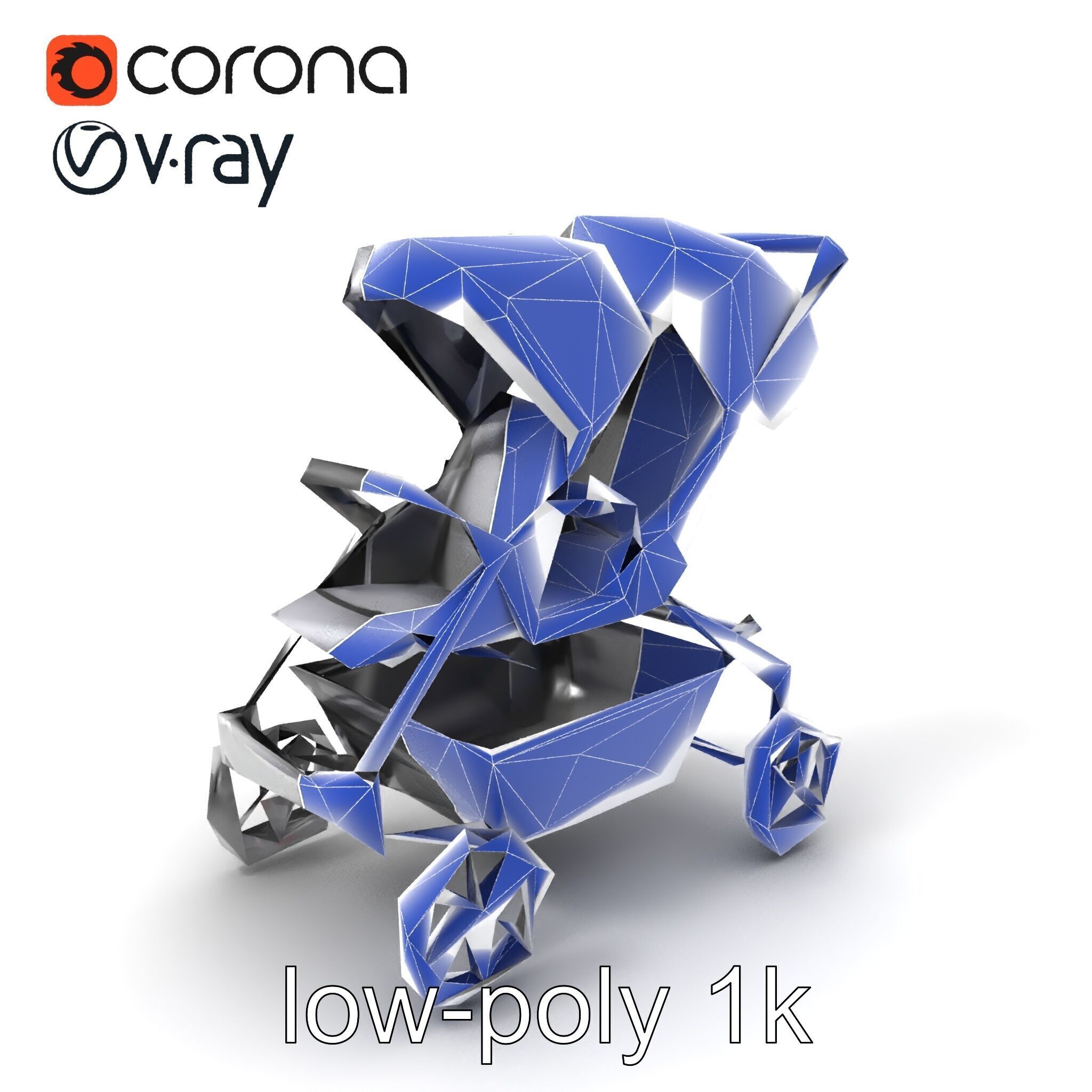 Twin Stroller Dual Seats Ergonomic Design model pack Low-poly 3D model_6