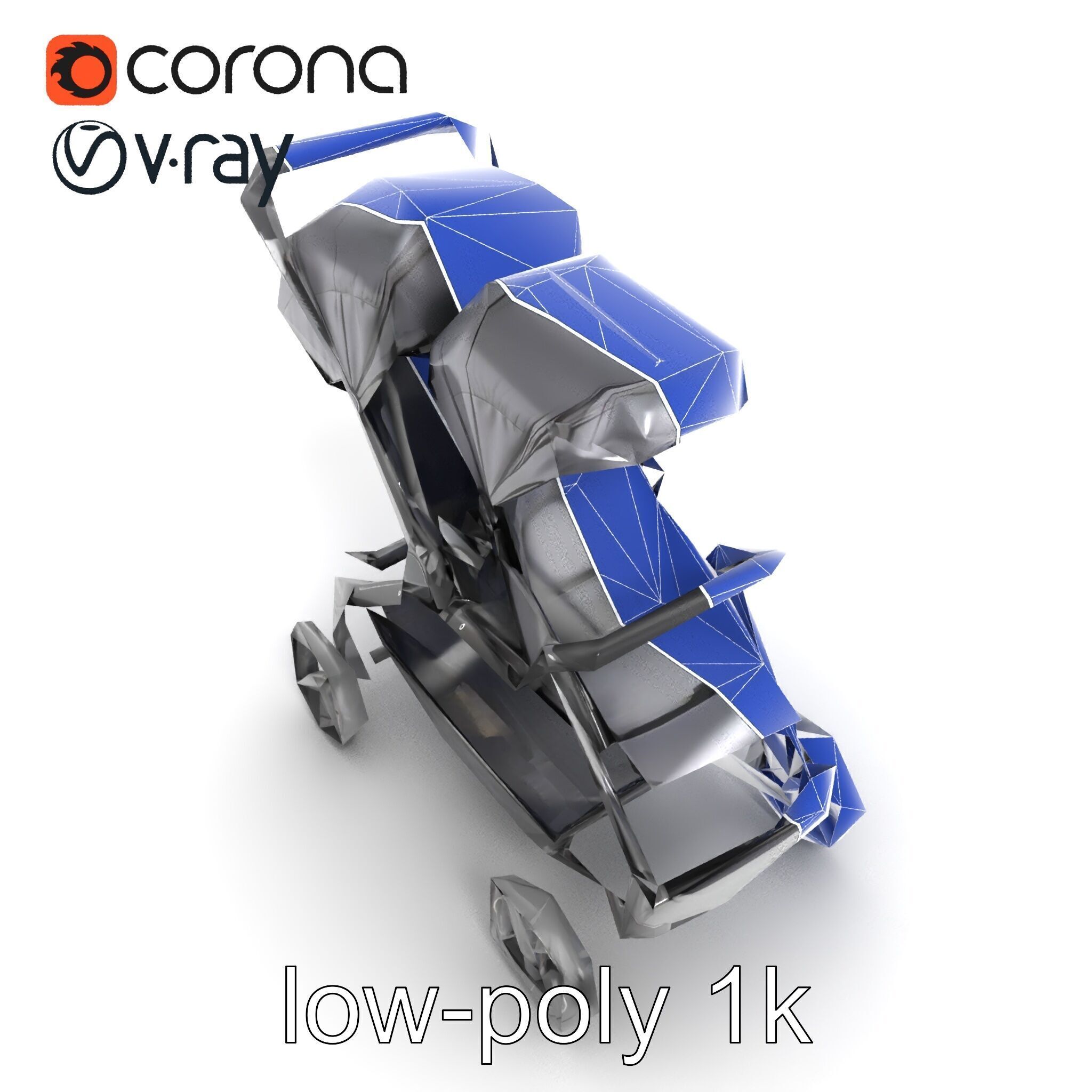 Twin Stroller Dual Seats Ergonomic Design model pack Low-poly 3D model_14