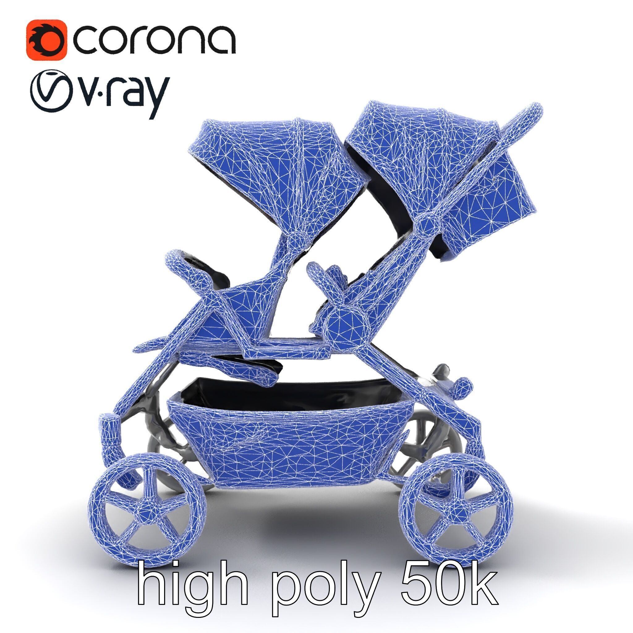 Twin Stroller Dual Seats Ergonomic Design model pack Low-poly 3D model_22