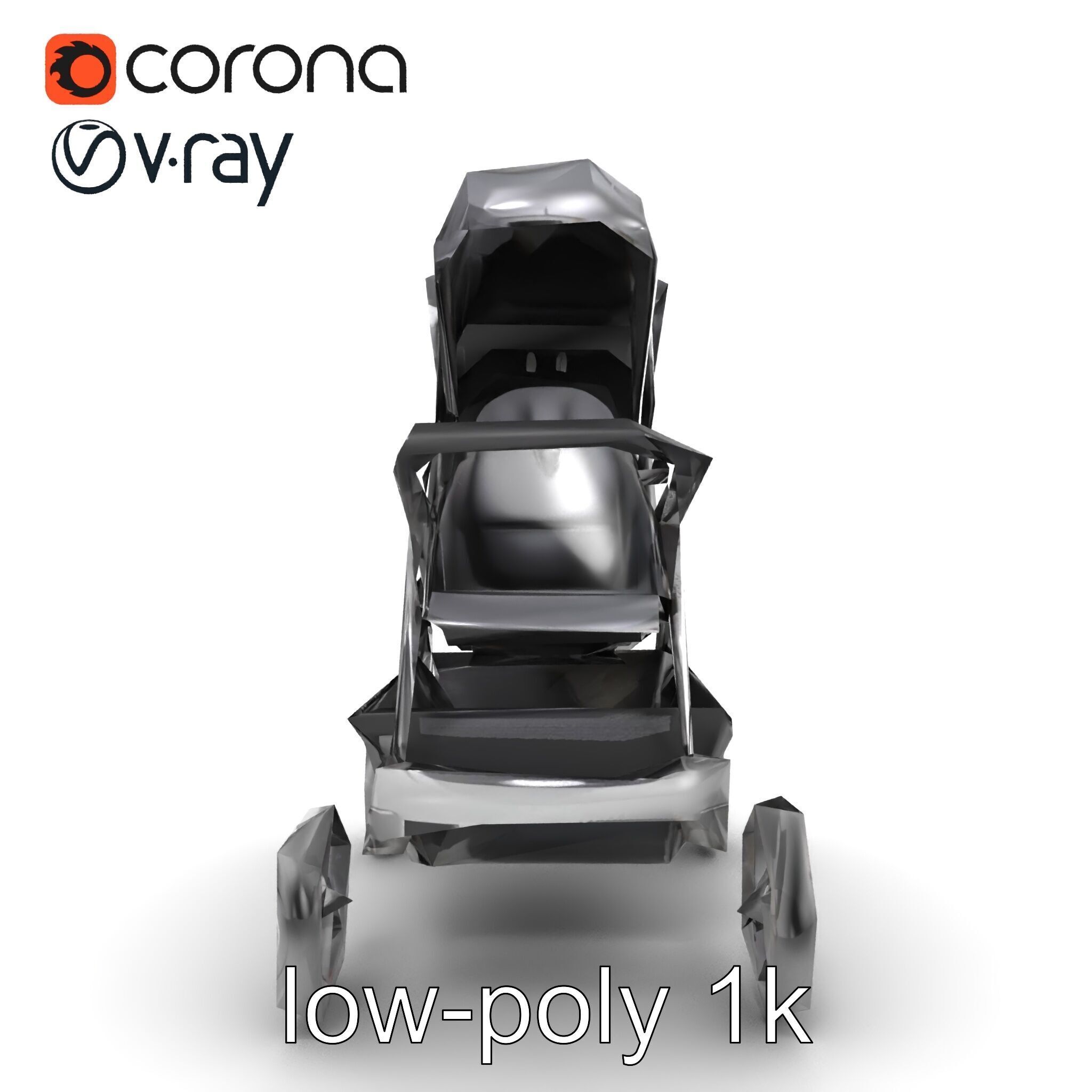 Twin Stroller Dual Seats Ergonomic Design model pack Low-poly 3D model_12