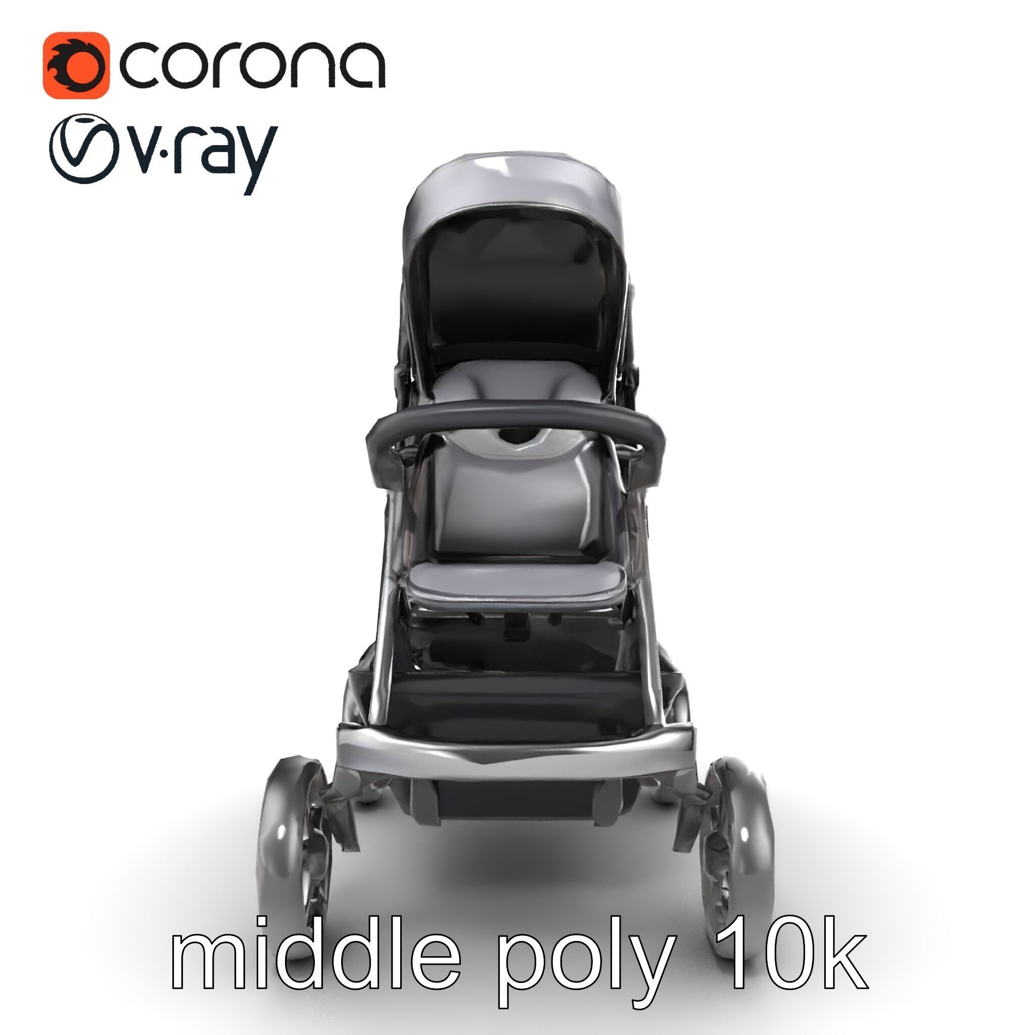 Twin Stroller Dual Seats Ergonomic Design model pack Low-poly 3D model_13