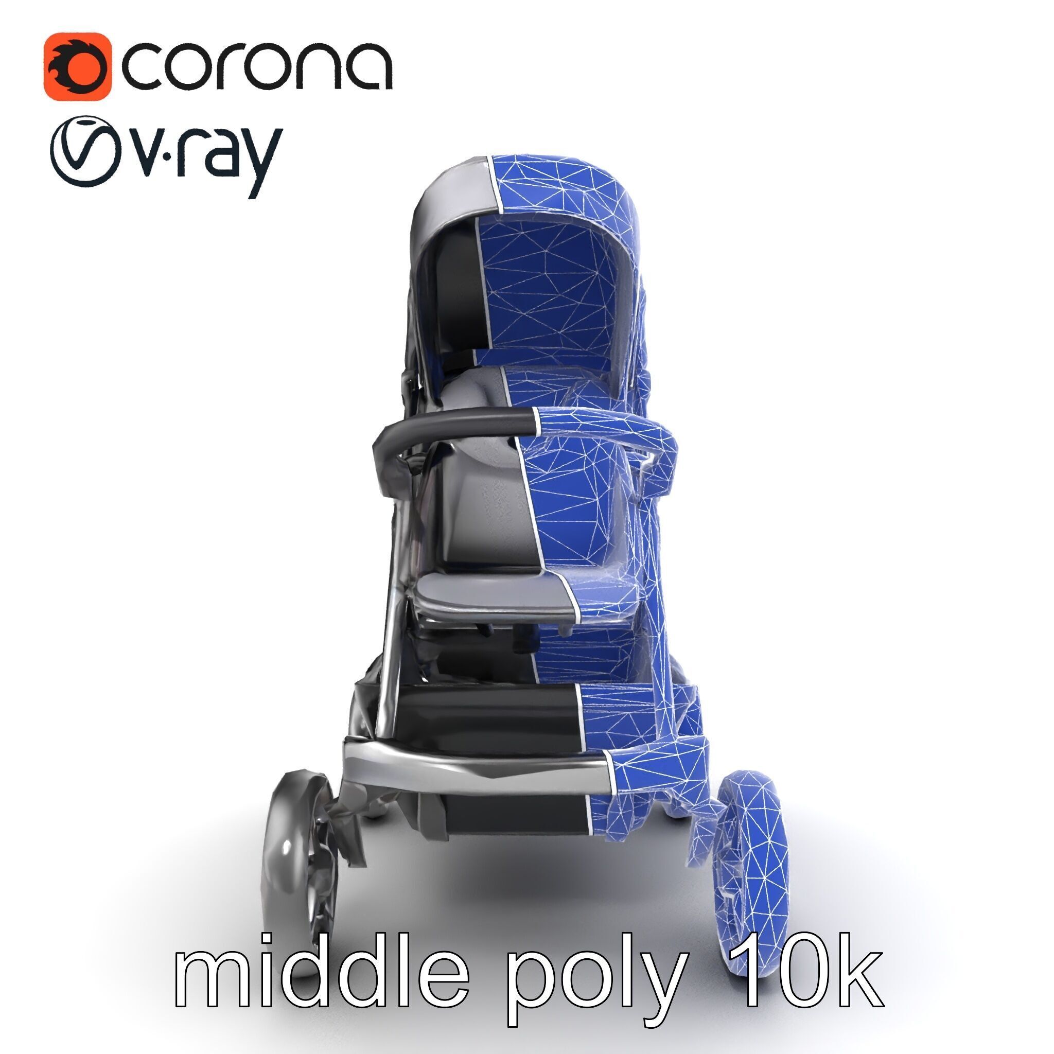 Twin Stroller Dual Seats Ergonomic Design model pack Low-poly 3D model_26
