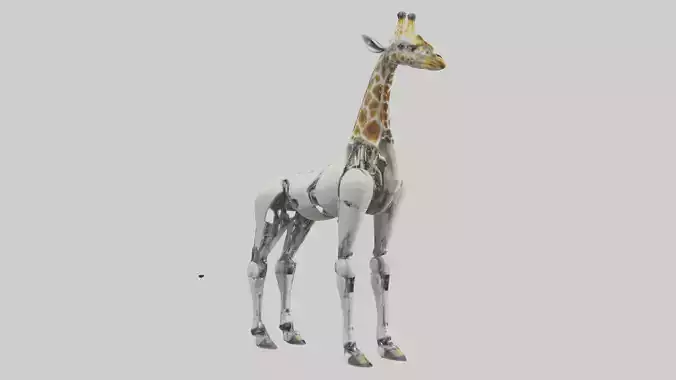 Robot version of a robot giraffe model Low-poly 3D model