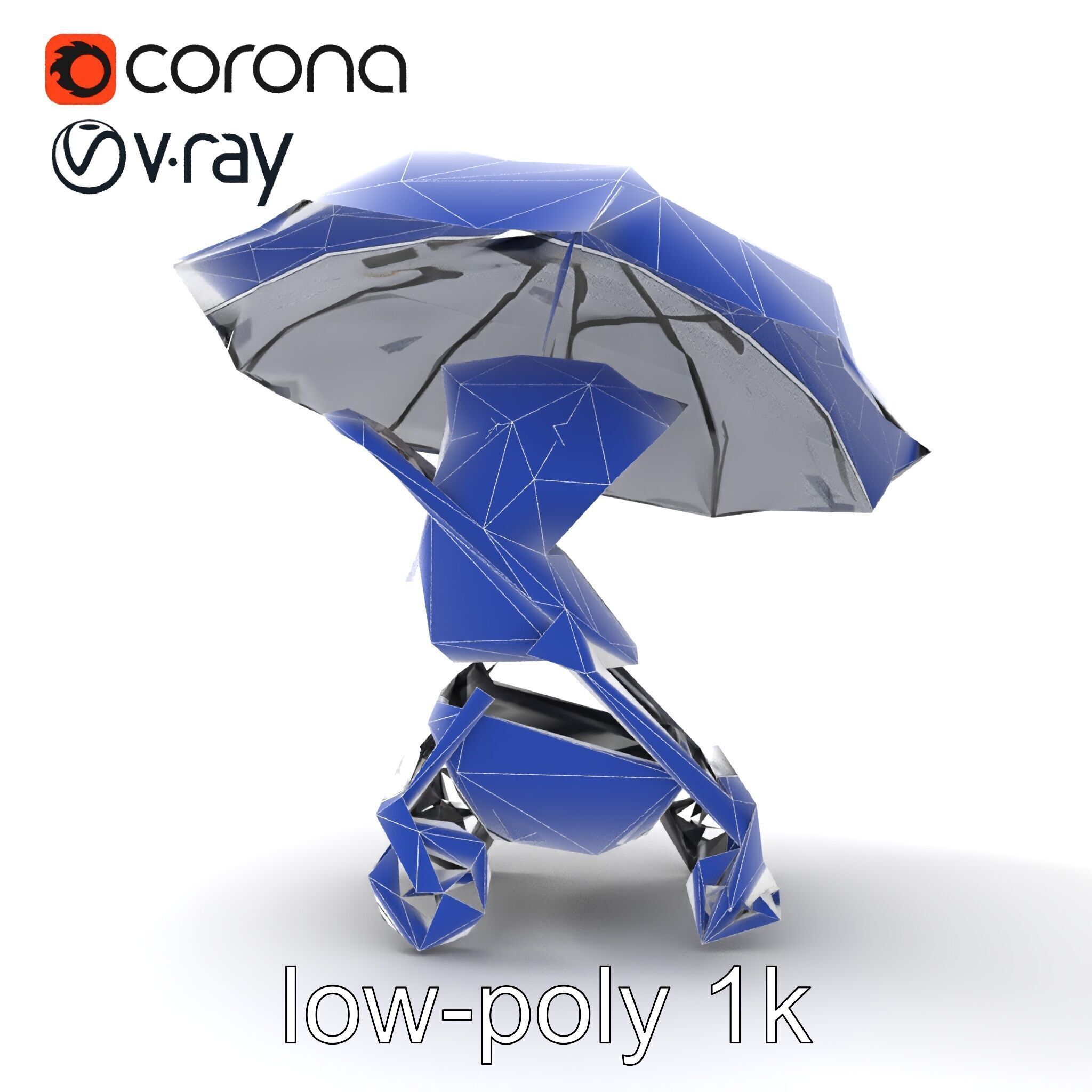 Elegant Umbrella Stroller with Hood Model Pack Low-poly 3D model_28