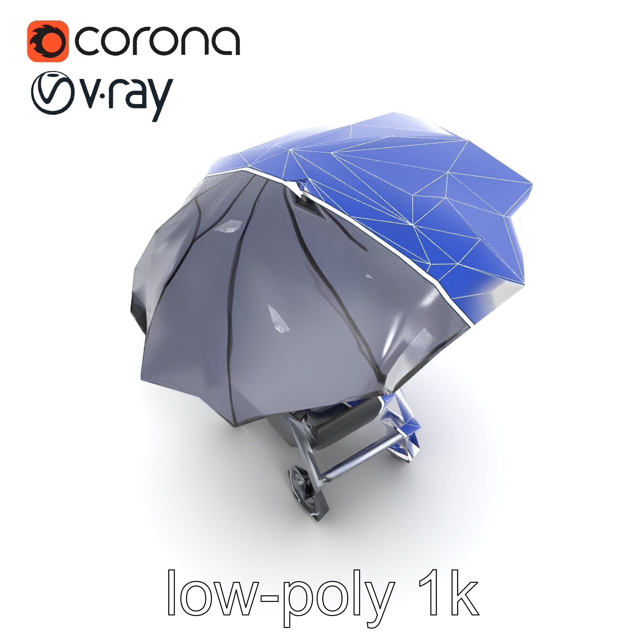Elegant Umbrella Stroller with Hood Model Pack Low-poly 3D model_13