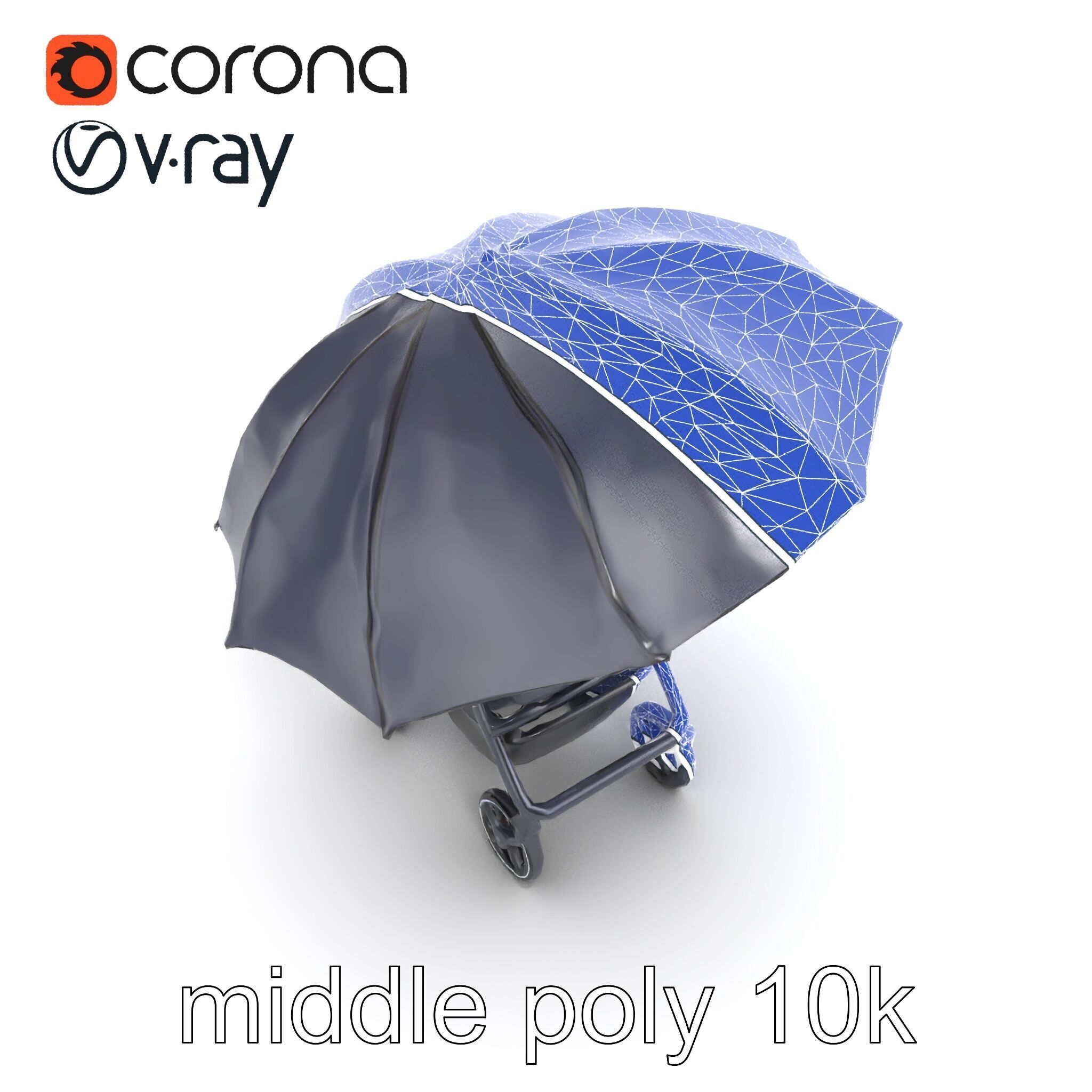 Elegant Umbrella Stroller with Hood Model Pack Low-poly 3D model_22