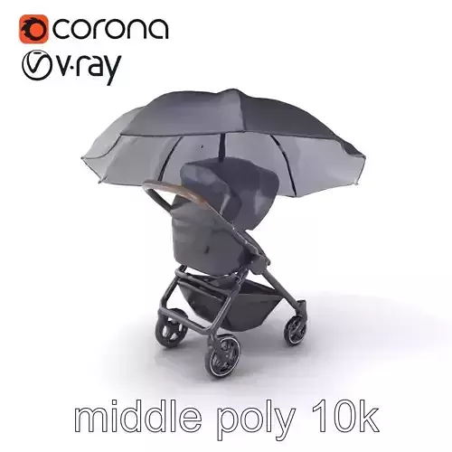 Elegant Umbrella Stroller with Hood Model Pack Low-poly 3D model