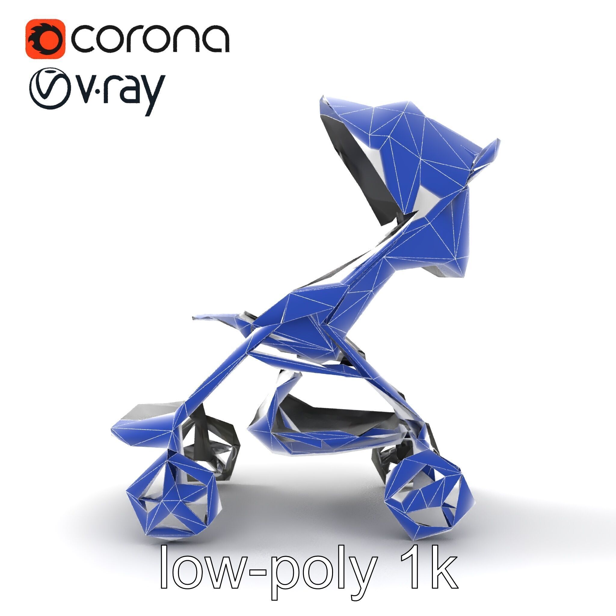Umbrella Stroller with Ergonomic Footrest model pack Low-poly 3D model_14