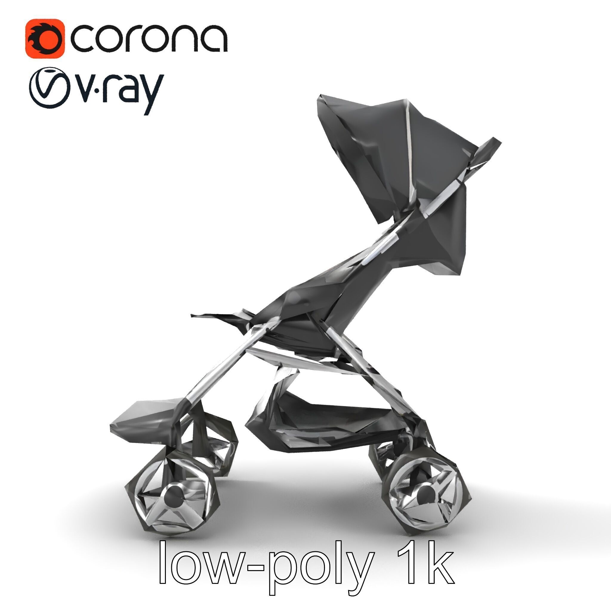 Umbrella Stroller with Ergonomic Footrest model pack Low-poly 3D model_23