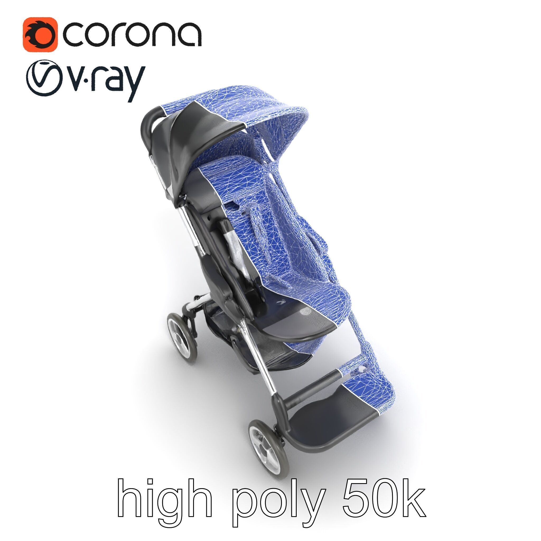 Umbrella Stroller with Ergonomic Footrest model pack Low-poly 3D model_26