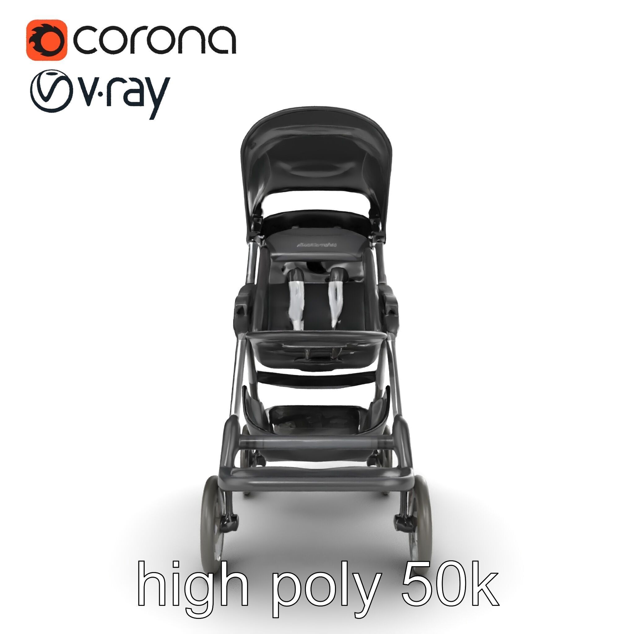 Umbrella Stroller with Ergonomic Footrest model pack Low-poly 3D model_22