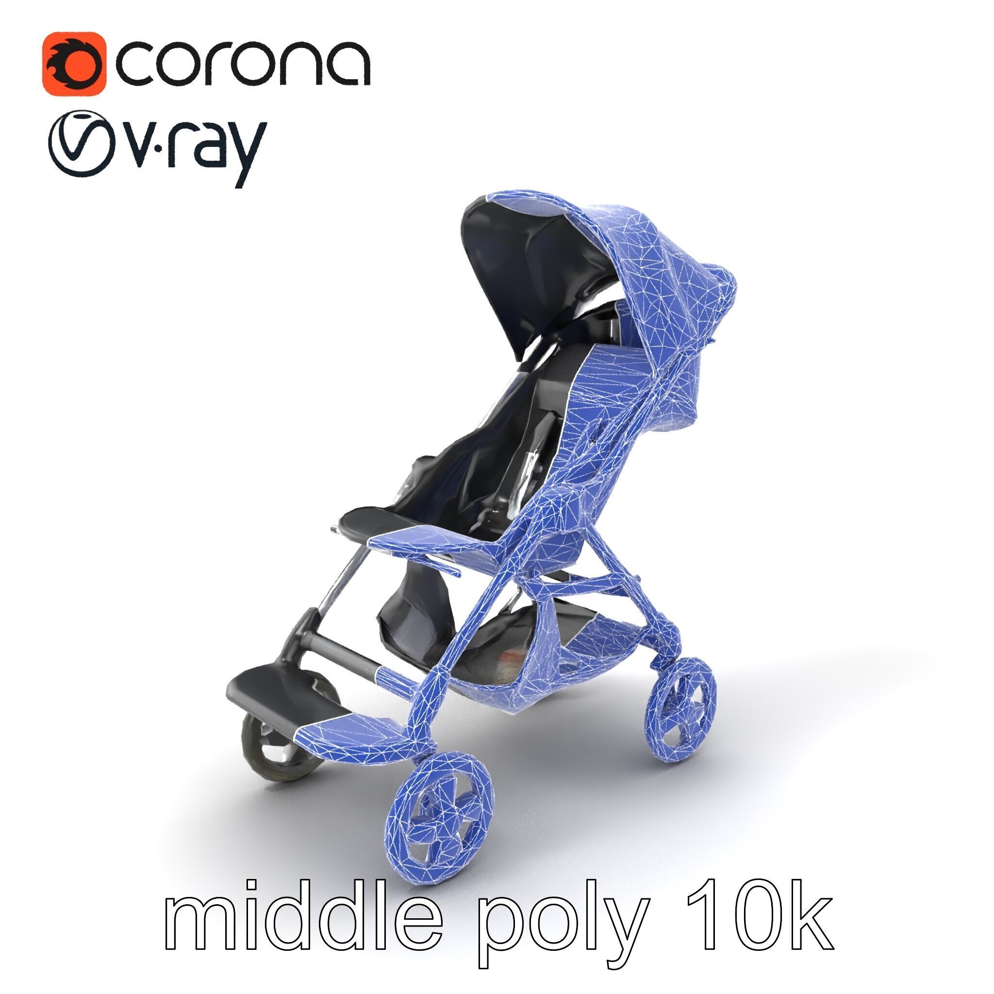 Umbrella Stroller with Ergonomic Footrest model pack Low-poly 3D model_5