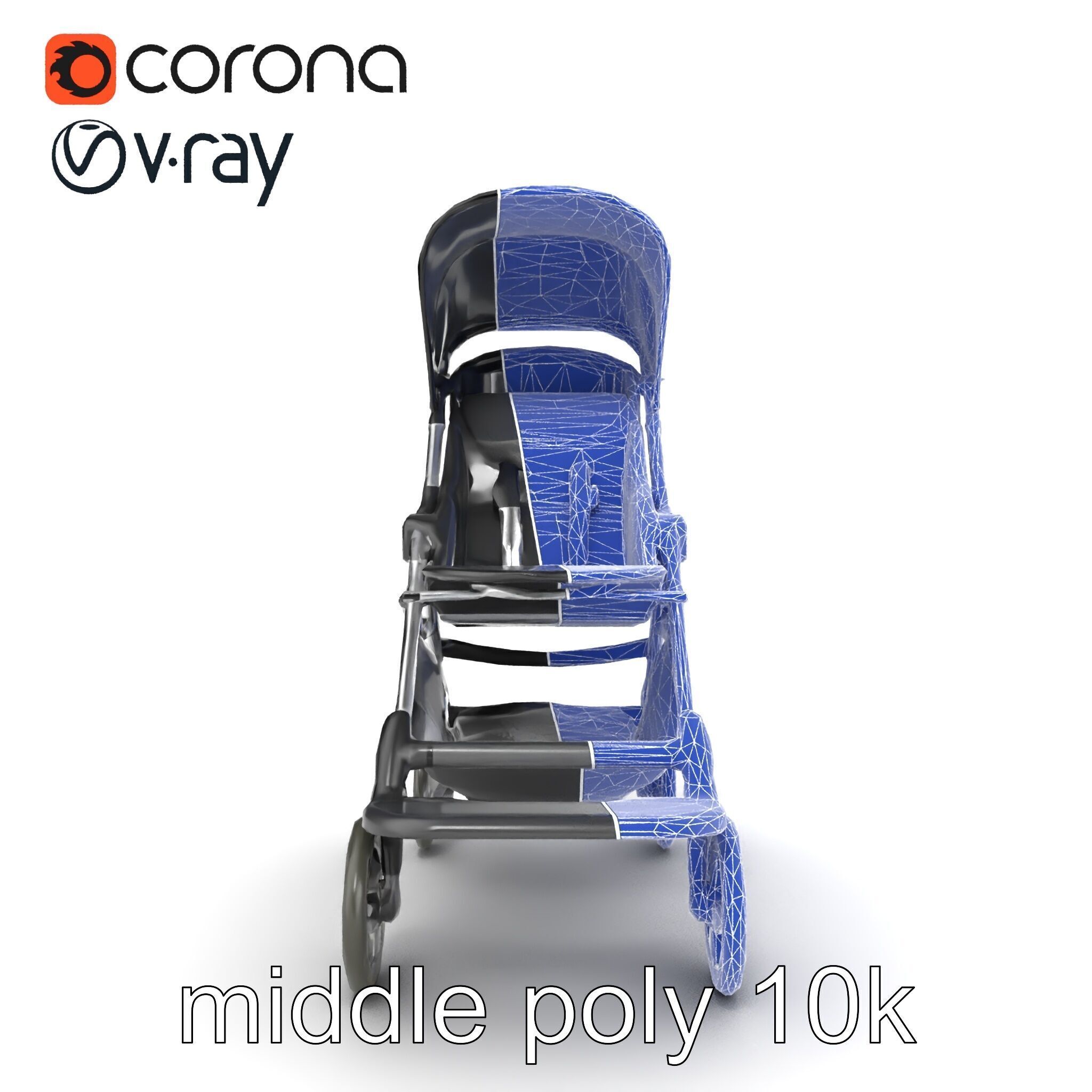 Umbrella Stroller with Ergonomic Footrest model pack Low-poly 3D model_29