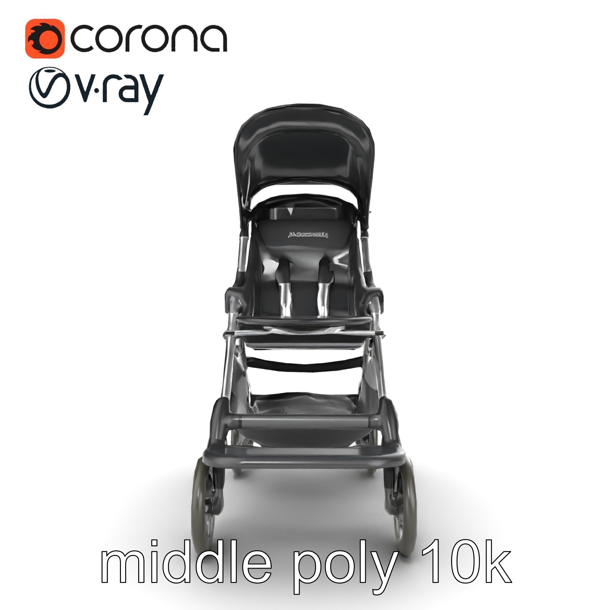 Umbrella Stroller with Ergonomic Footrest model pack Low-poly 3D model_21